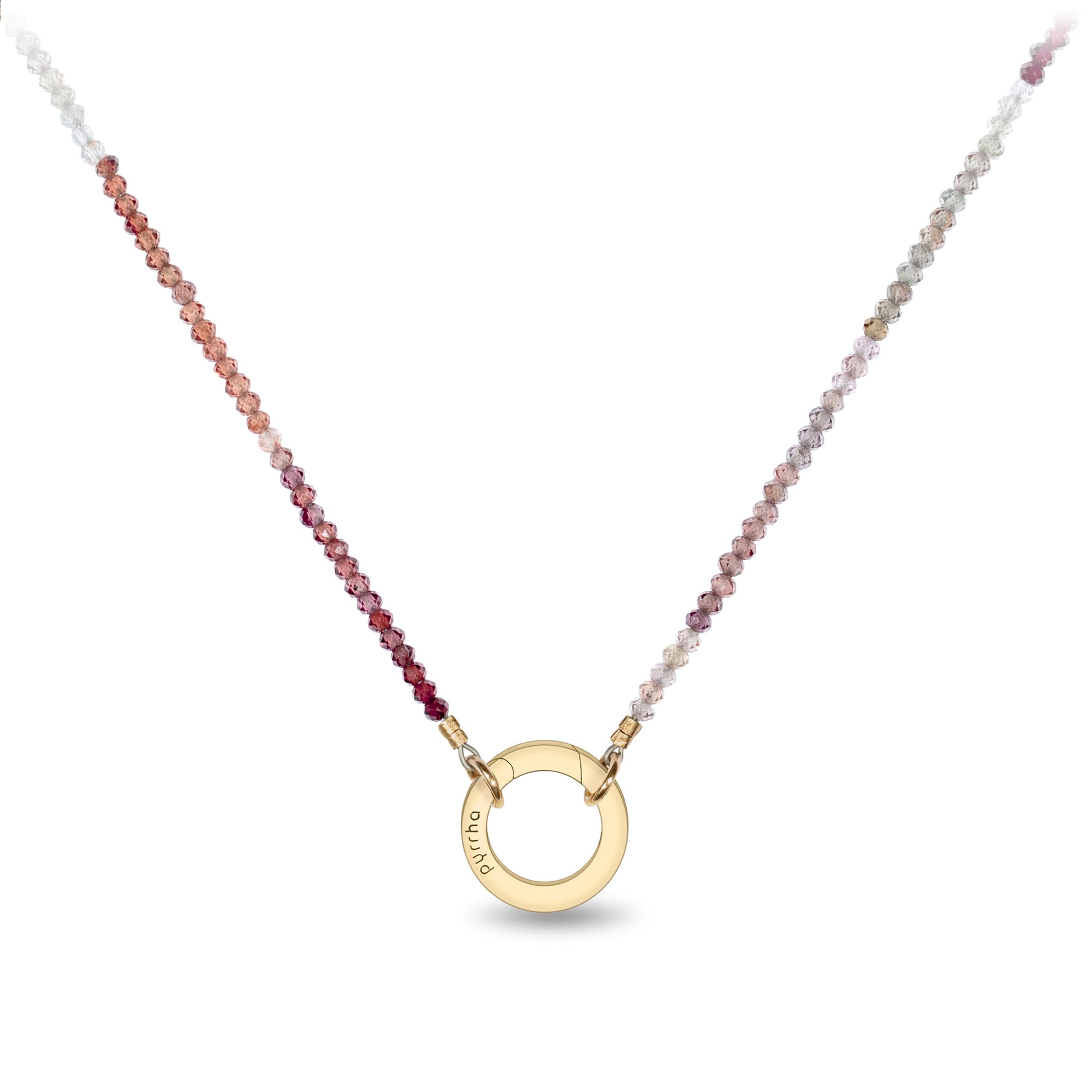 Multicolour Sapphire 14K Gold Faceted Stone Choker with Talisman Clip