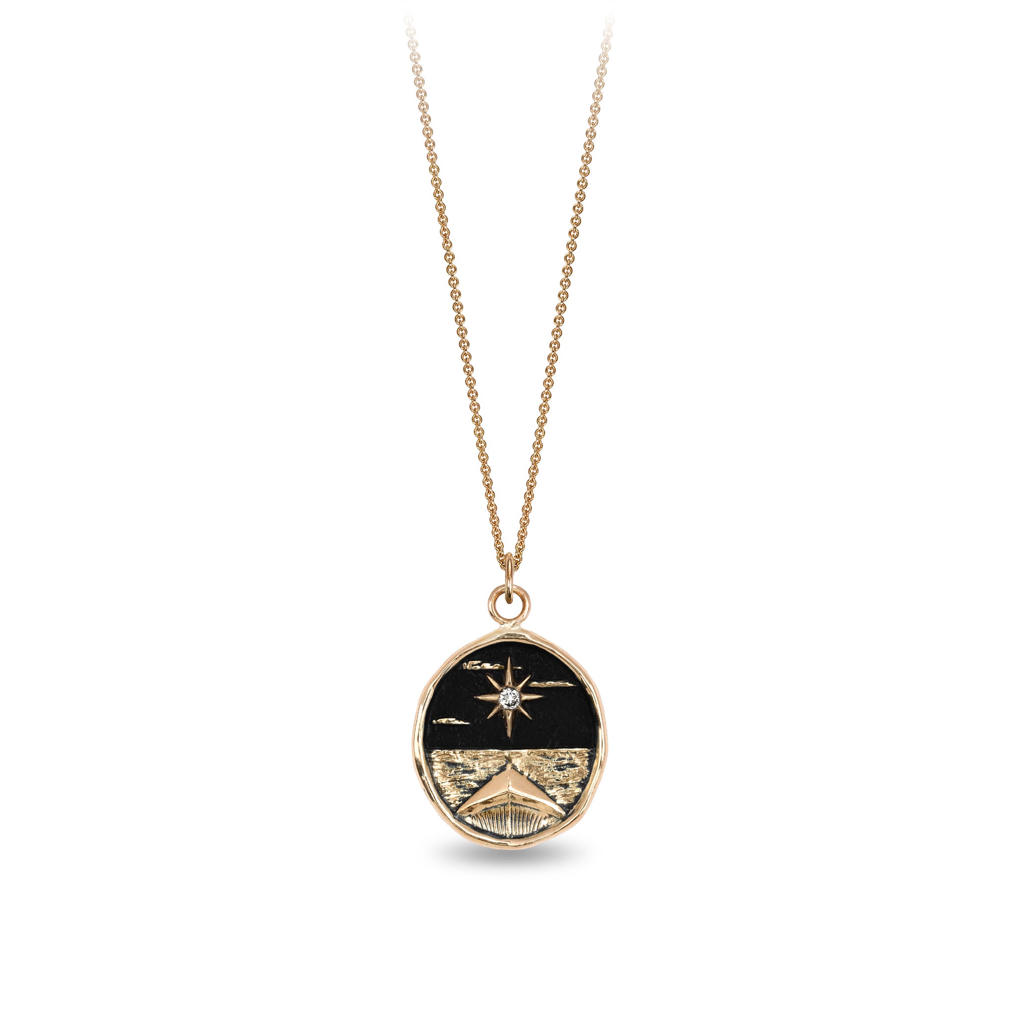 North Star 14K Gold Diamond Set Talisman NO CHAIN