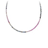 Pink and Teal Sapphire 14K Gold Faceted Stone Choker with Talisman Clip