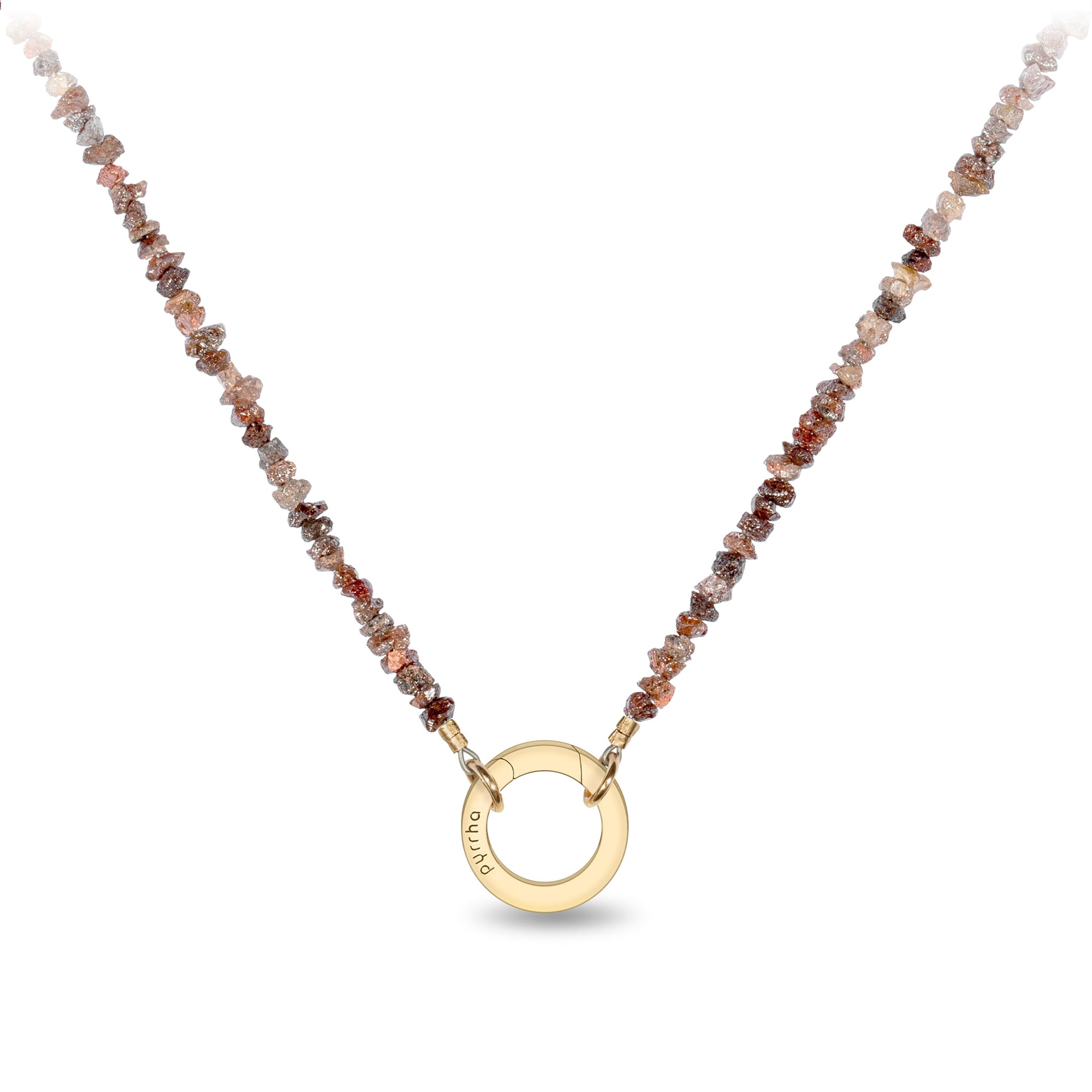 Raw Chocolate Diamond 14K Gold Faceted Stone Choker with Talisman Clip