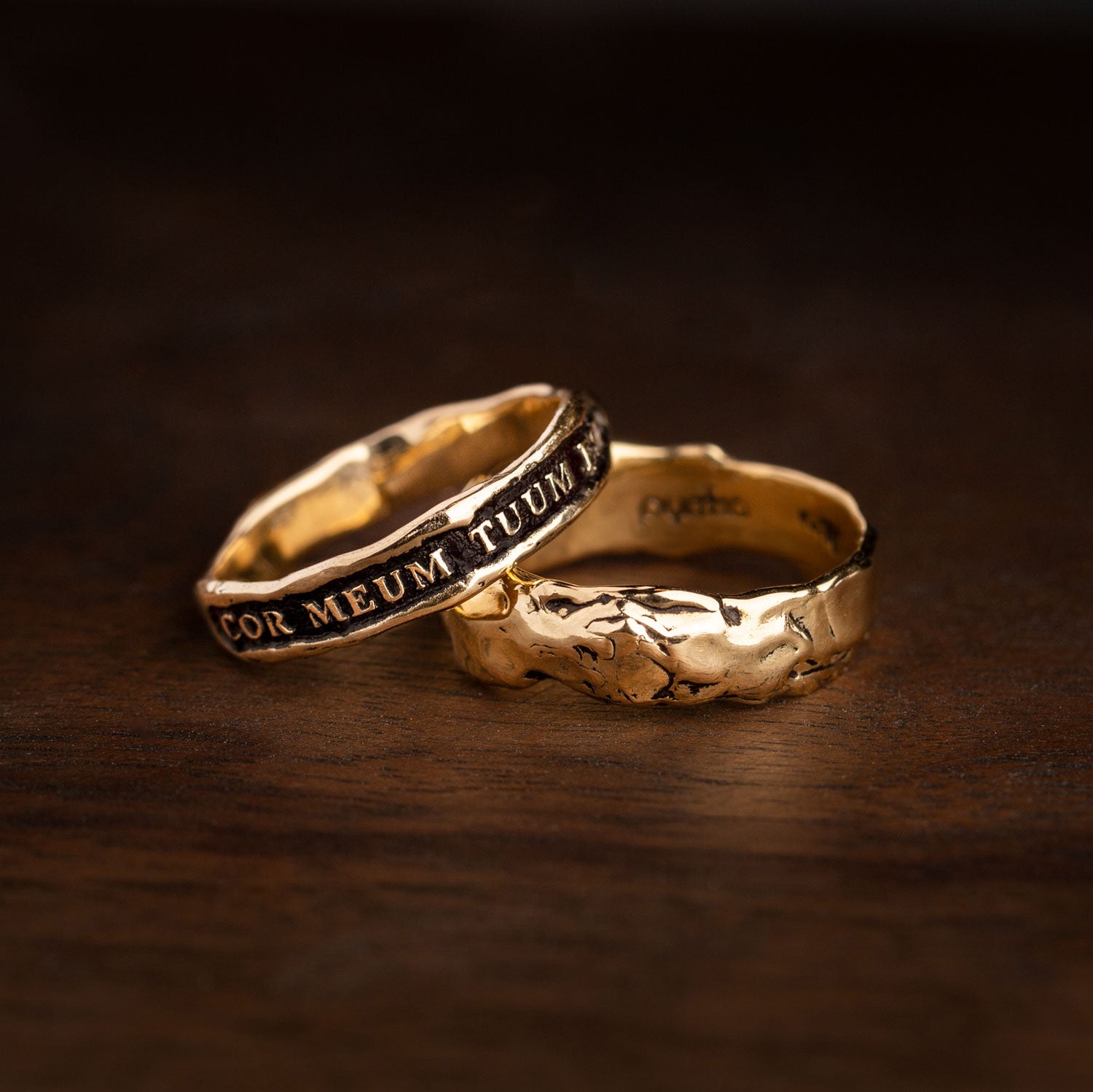 Love Is the Breath that Sustains Us Narrow 14K Gold Textured Band Ring