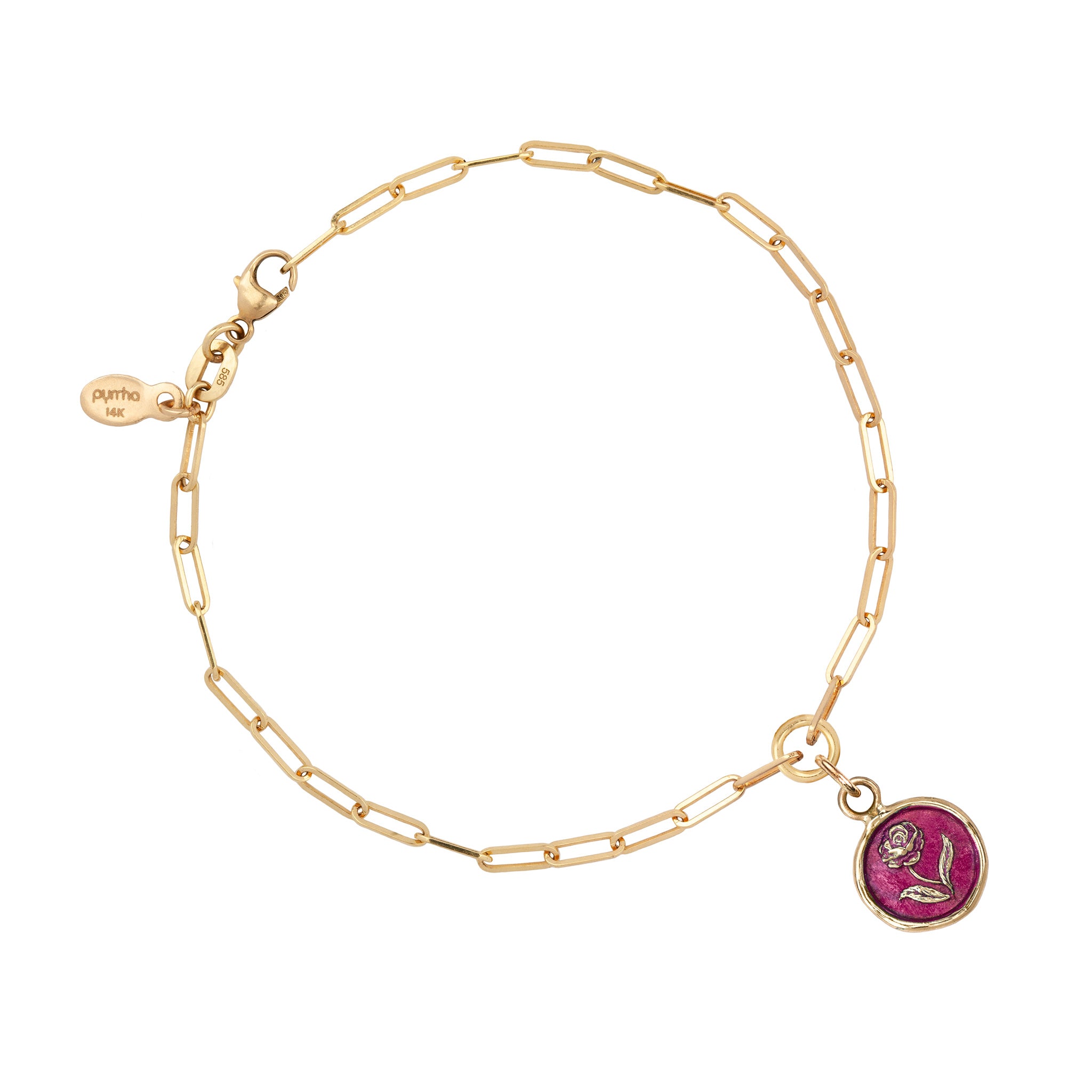 Rose 14K Gold Long Link Paperclip Chain Bracelet - True Colors