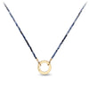 Blue Sapphire 14K Gold Faceted Stone Choker with Talisman Clip
