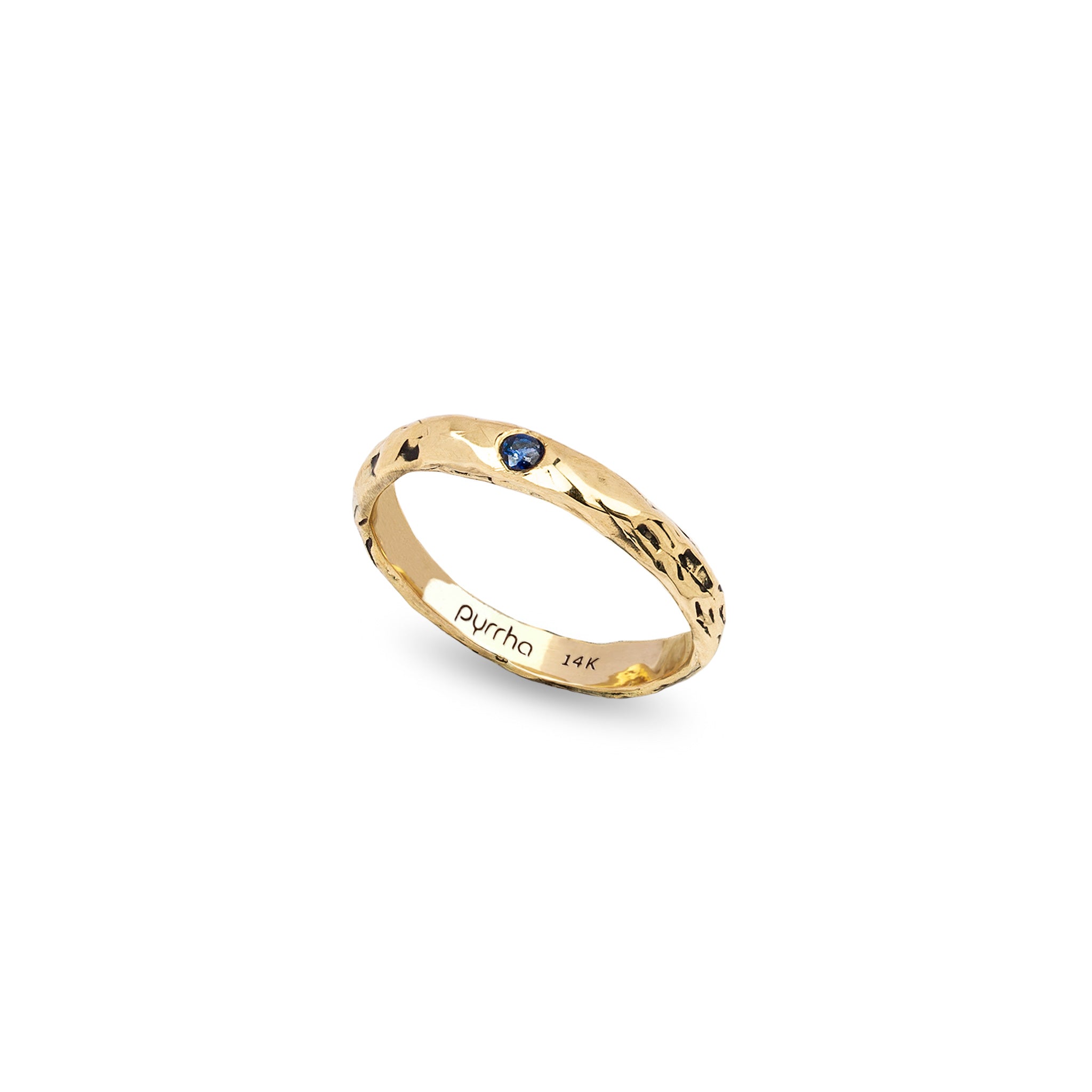 Stone Set 14K Gold Narrow Band Ring