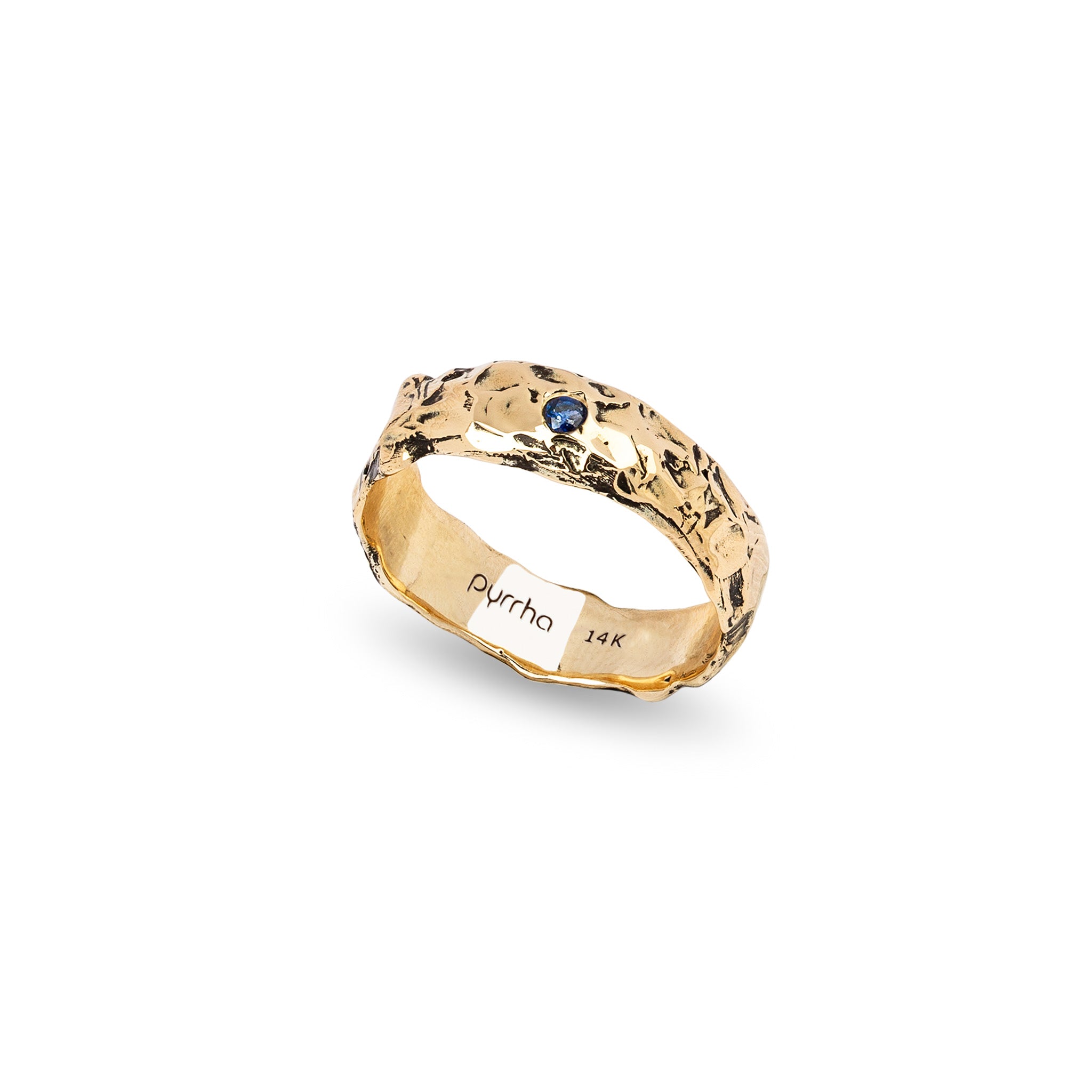 Stone Set 14K Gold Wide Band Ring