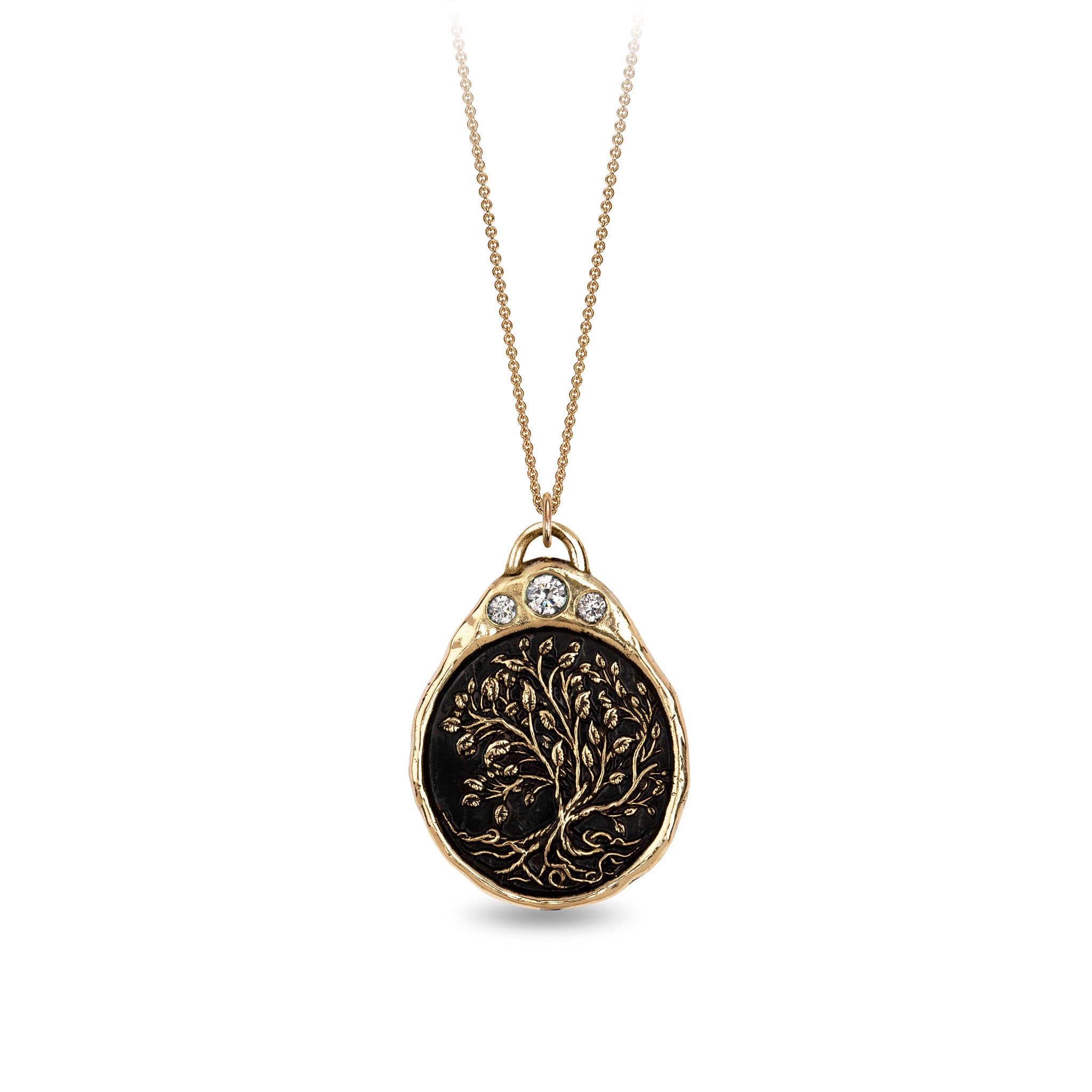 Tree of Life 14K Gold Diamond Crown Talisman