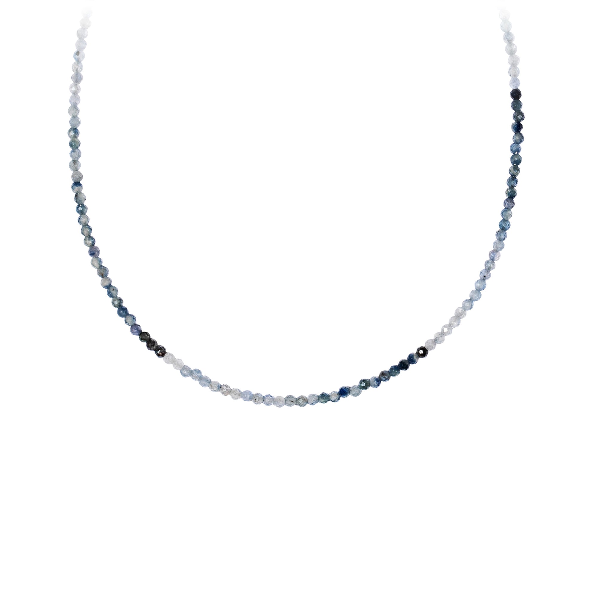Variegated Teal Sapphire 14K Gold Faceted Stone Choker