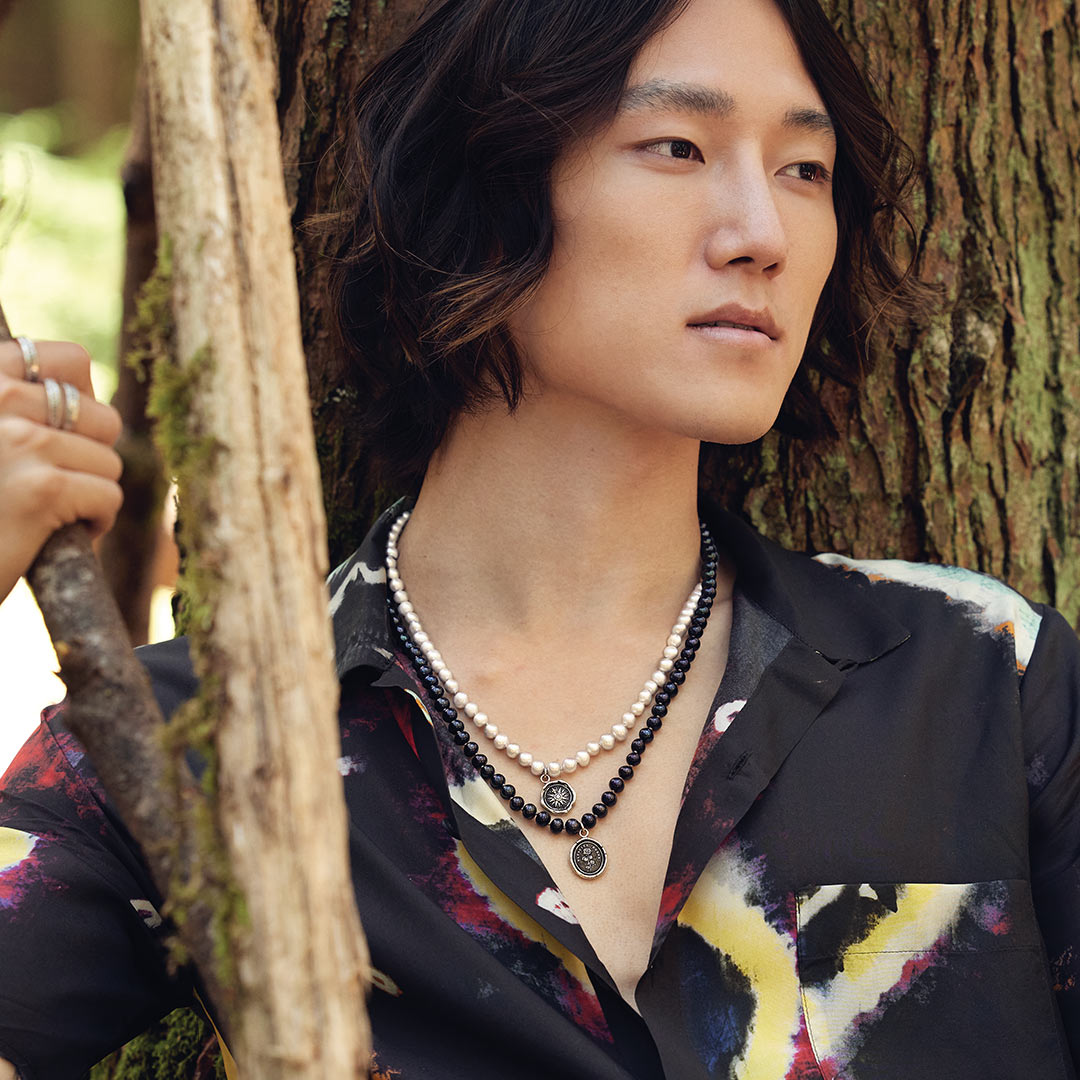 Remember to Live Freshwater Pearl Necklace - Peacock Black - Bronze