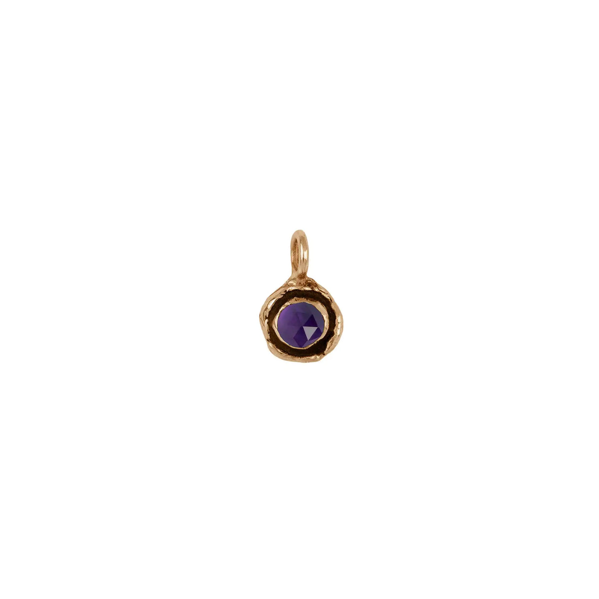 Amethyst Faceted Stone Talisman Charm - Bronze