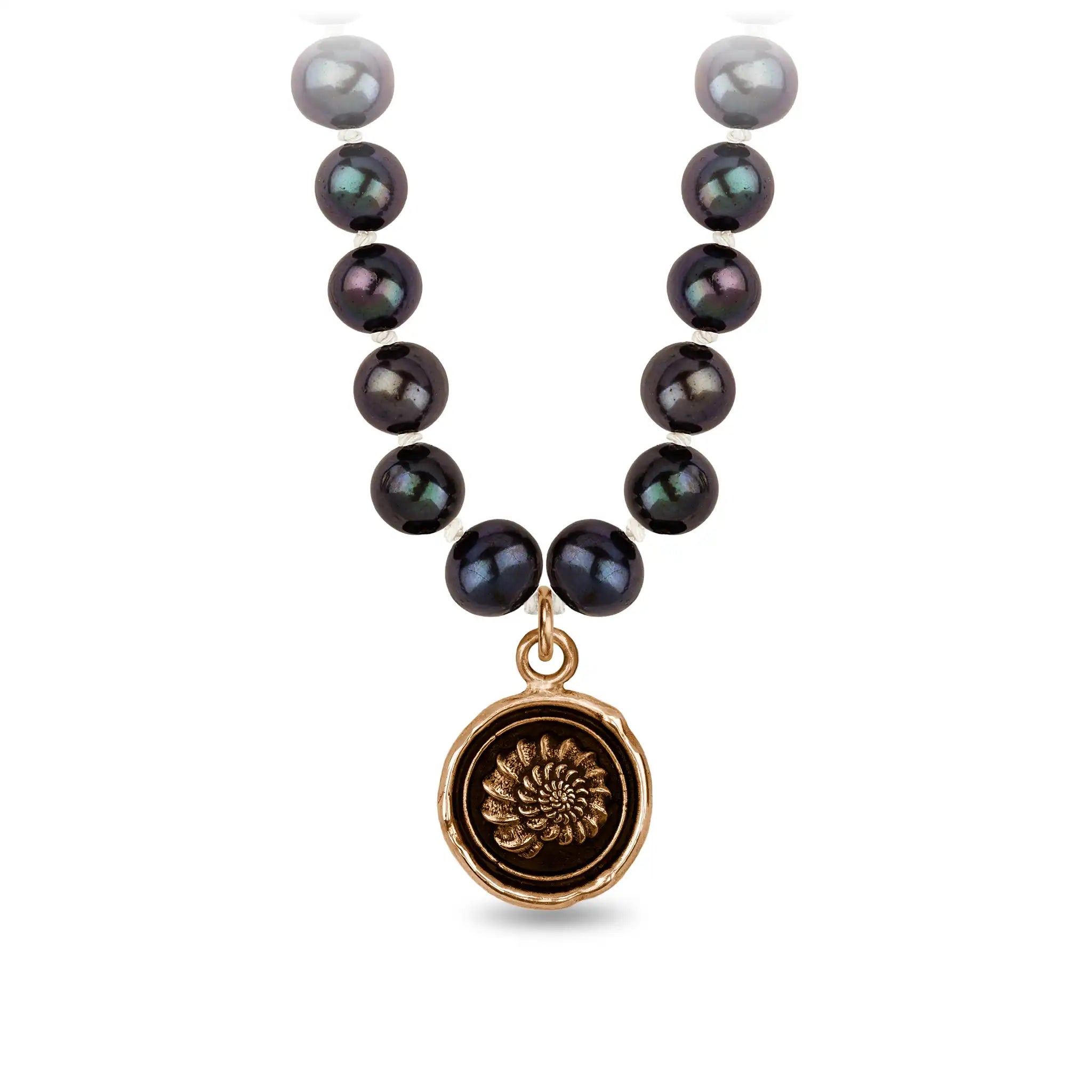 Becoming Freshwater Pearl Necklace - Peacock Black - Bronze