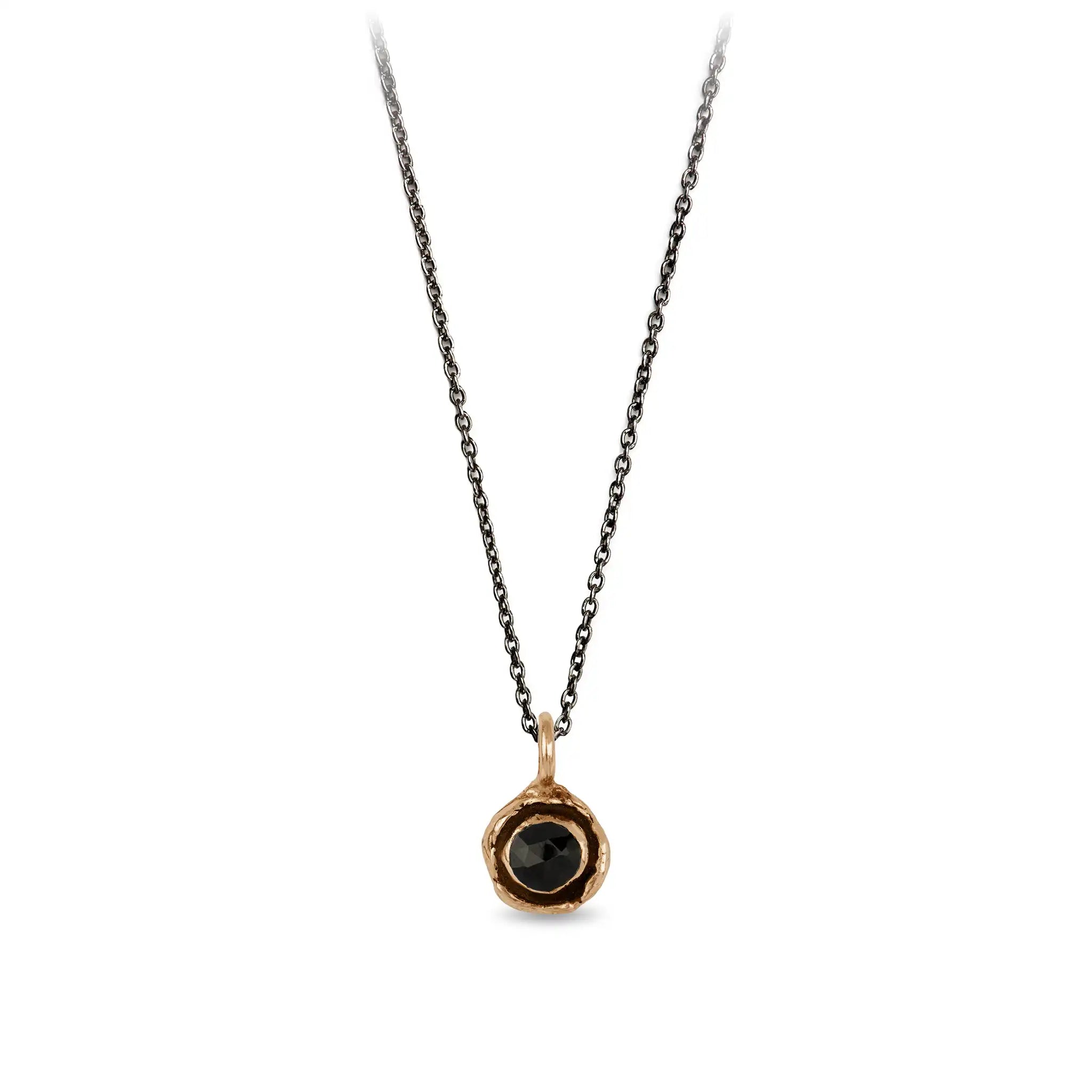 Black Onyx Faceted Stone Talisman Charm - Bronze
