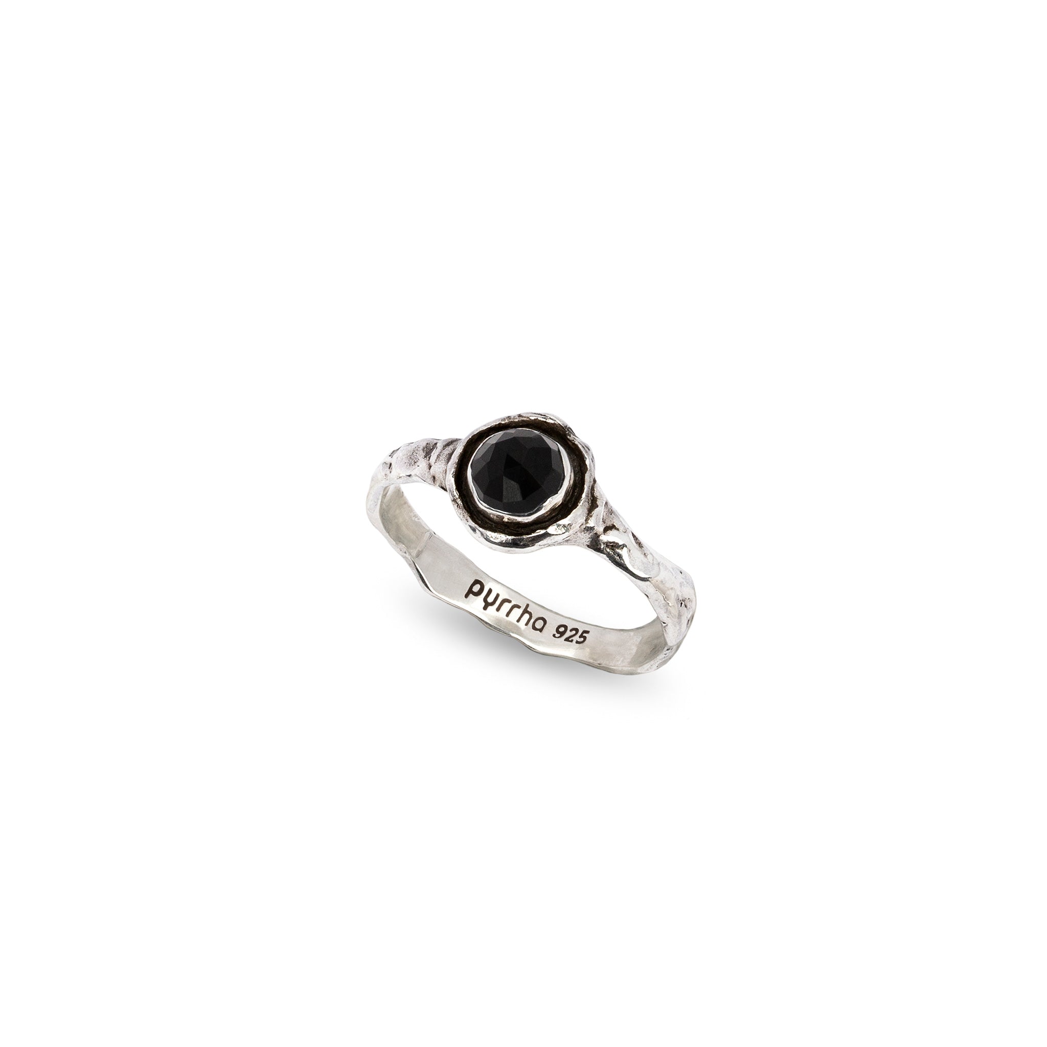 Black Onyx Small Faceted Stone Talisman Ring