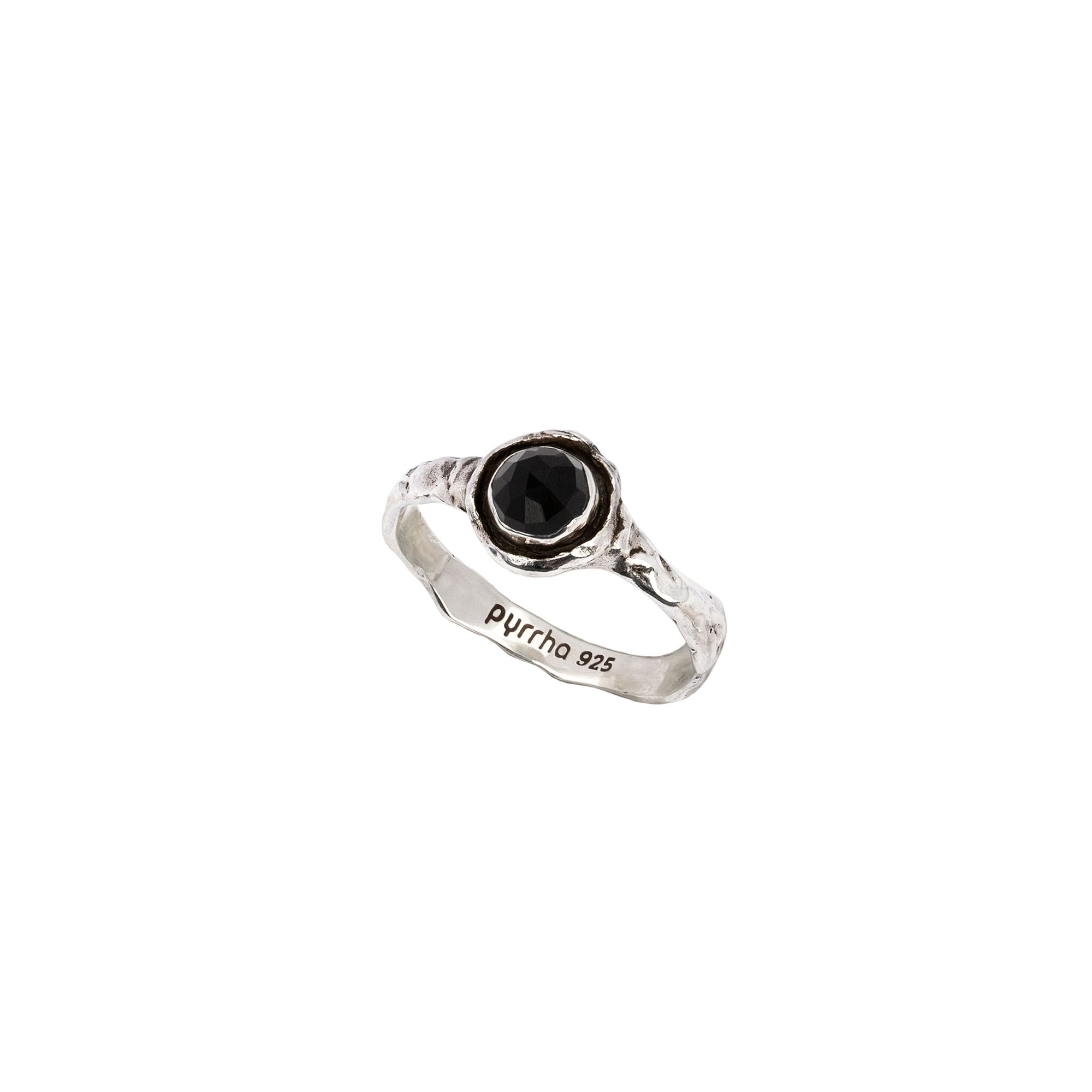 Black Onyx Small Faceted Stone Talisman Ring