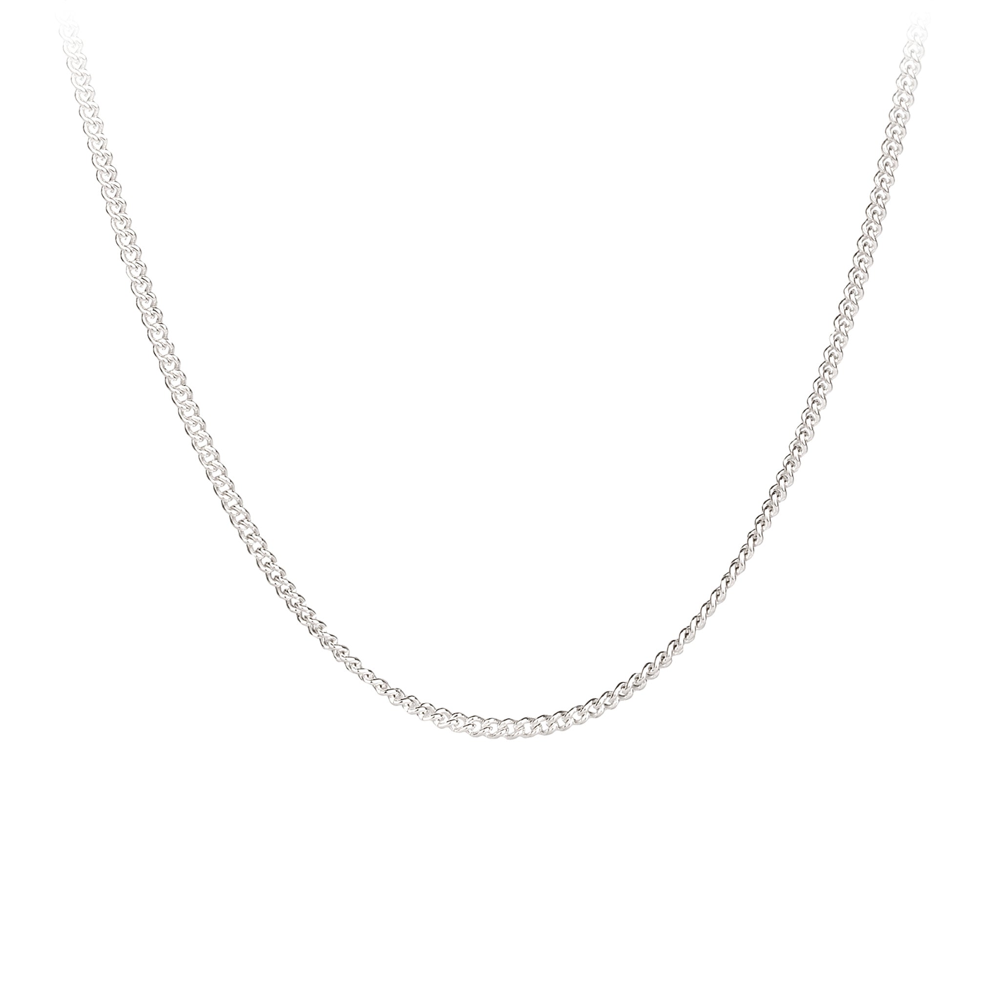 Fine Curb Chain Bright Sterling Silver 18