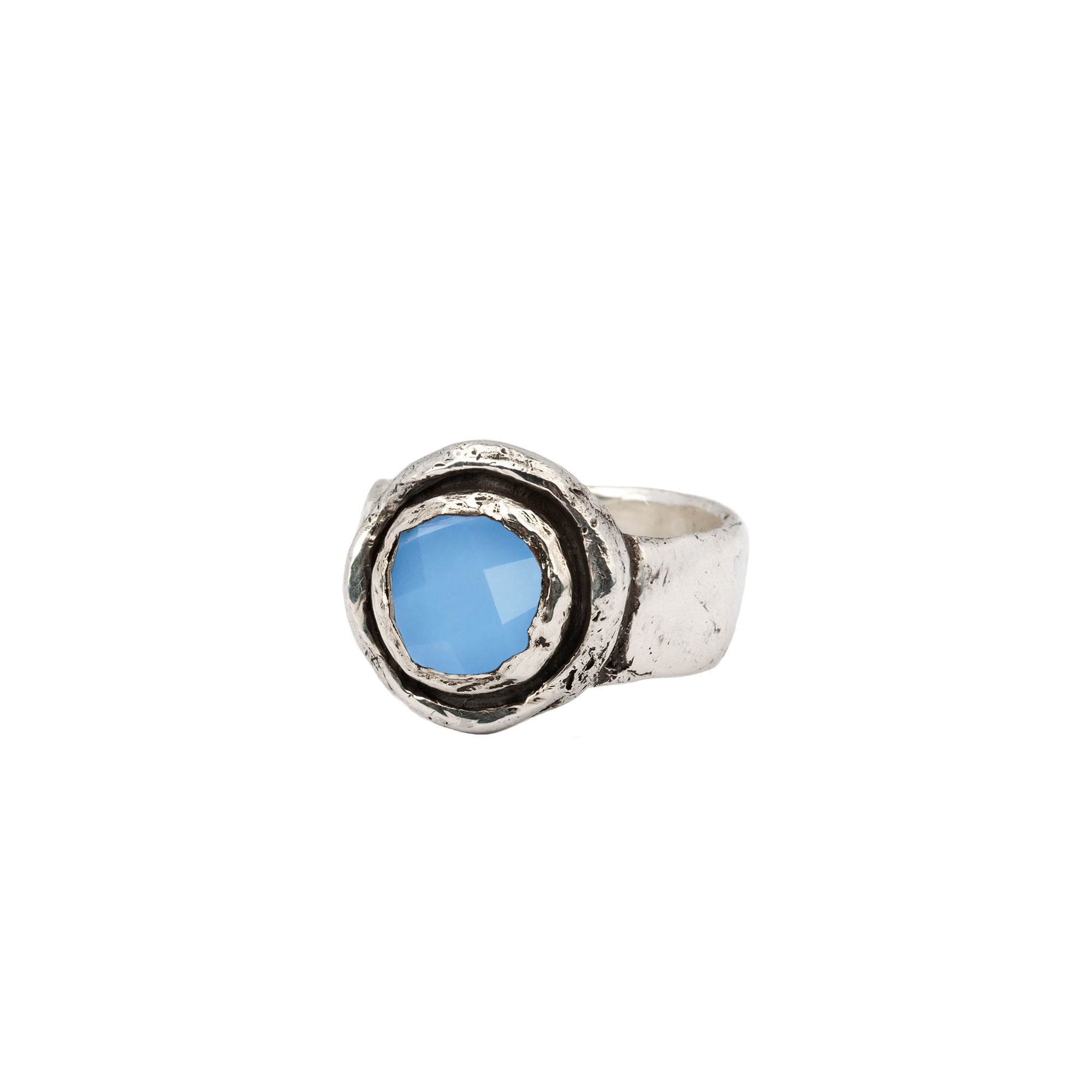 Chalcedony Faceted Stone Talisman Ring