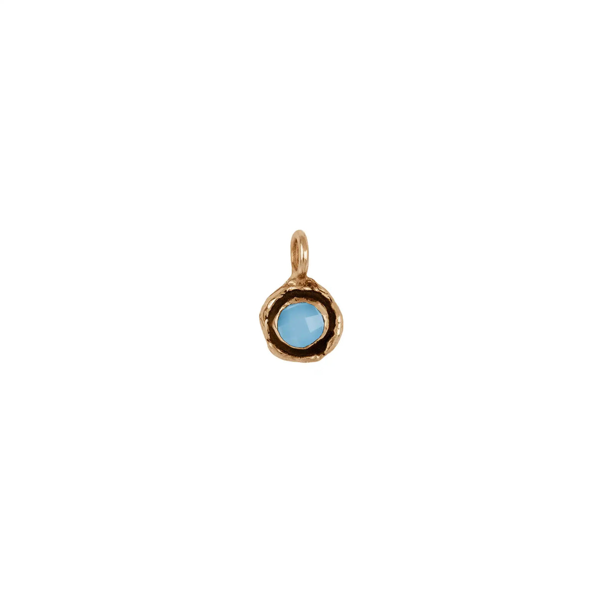 Chalcedony Faceted Stone Talisman Charm - Bronze