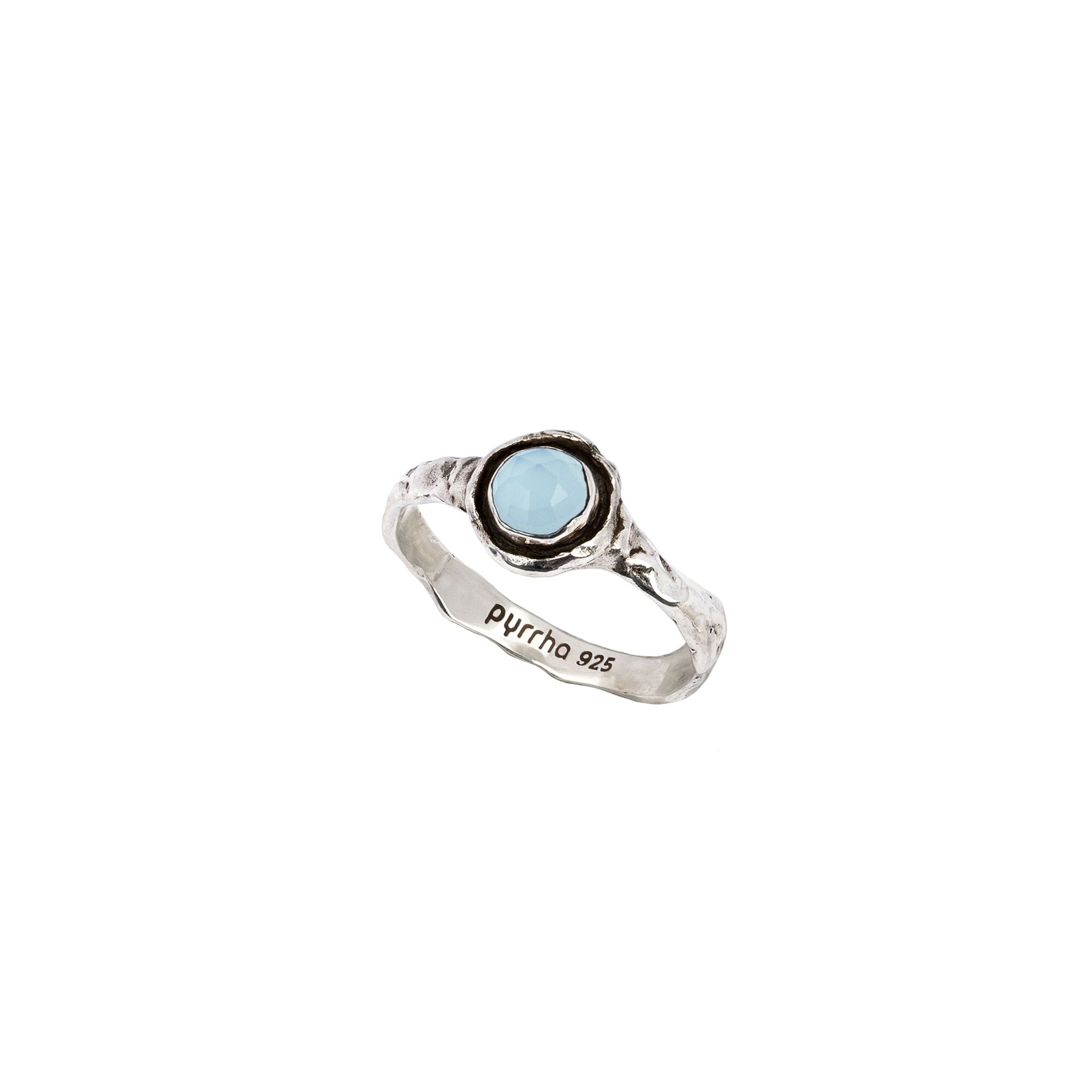 Chalcedony Small Faceted Stone Talisman Ring