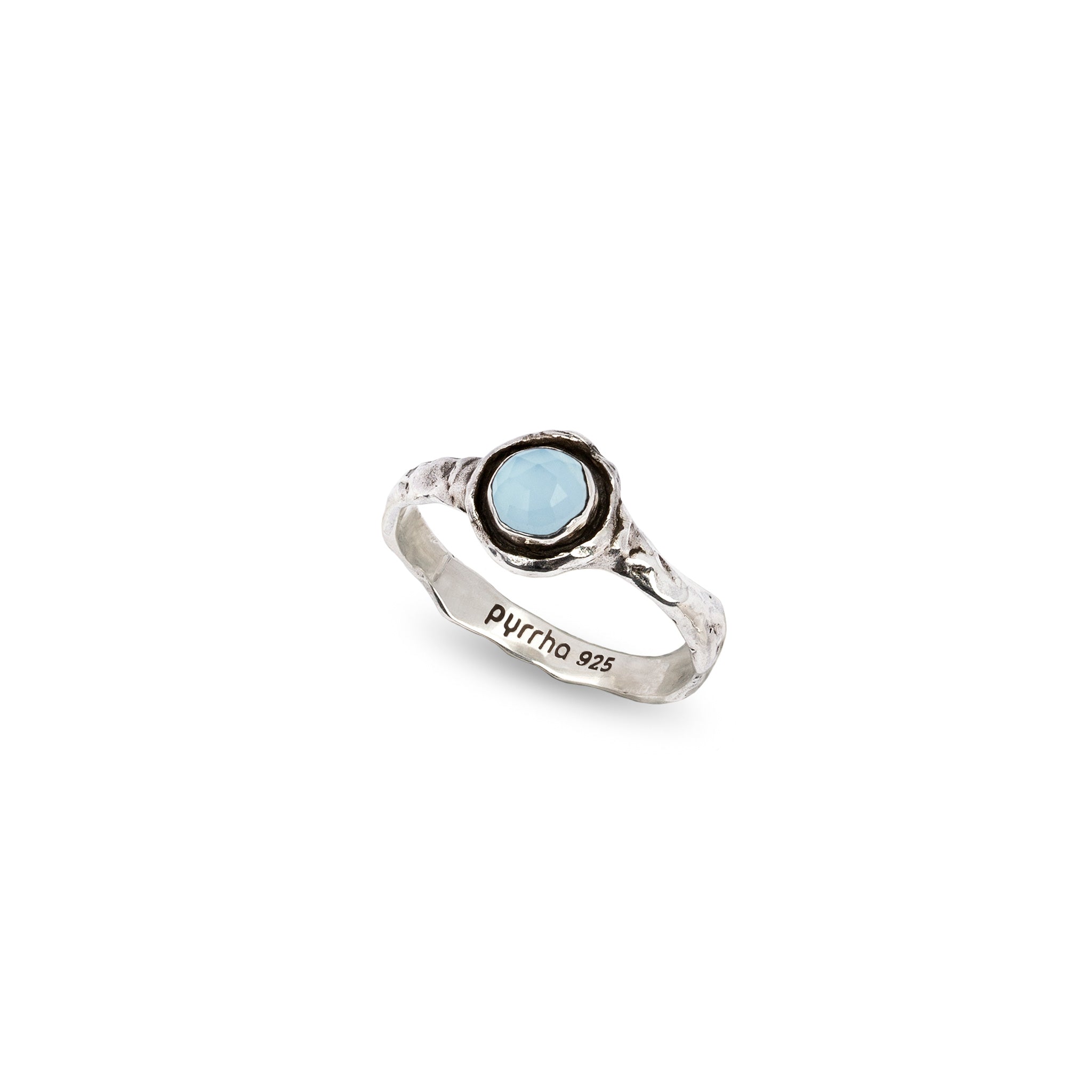 Chalcedony Small Faceted Stone Talisman Ring