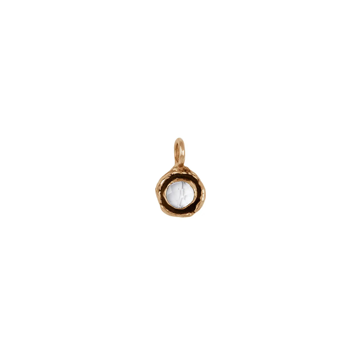 Clear Quartz Faceted Stone Talisman Charm - Bronze