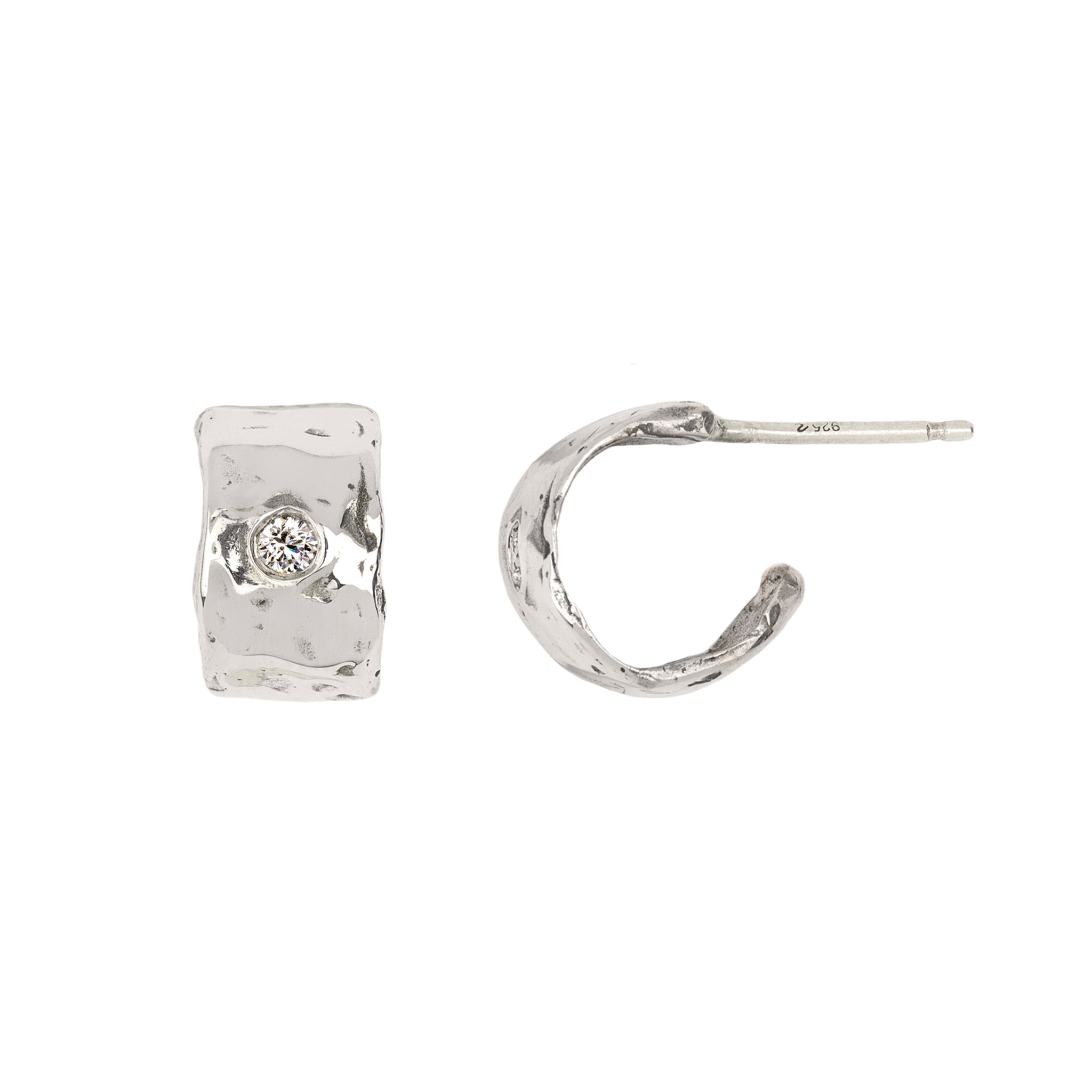 Solid Diamond Set Huggie Earring