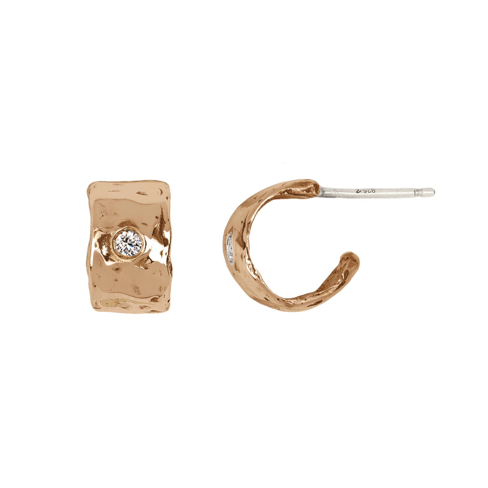 Solid Diamond Set Huggie Earring