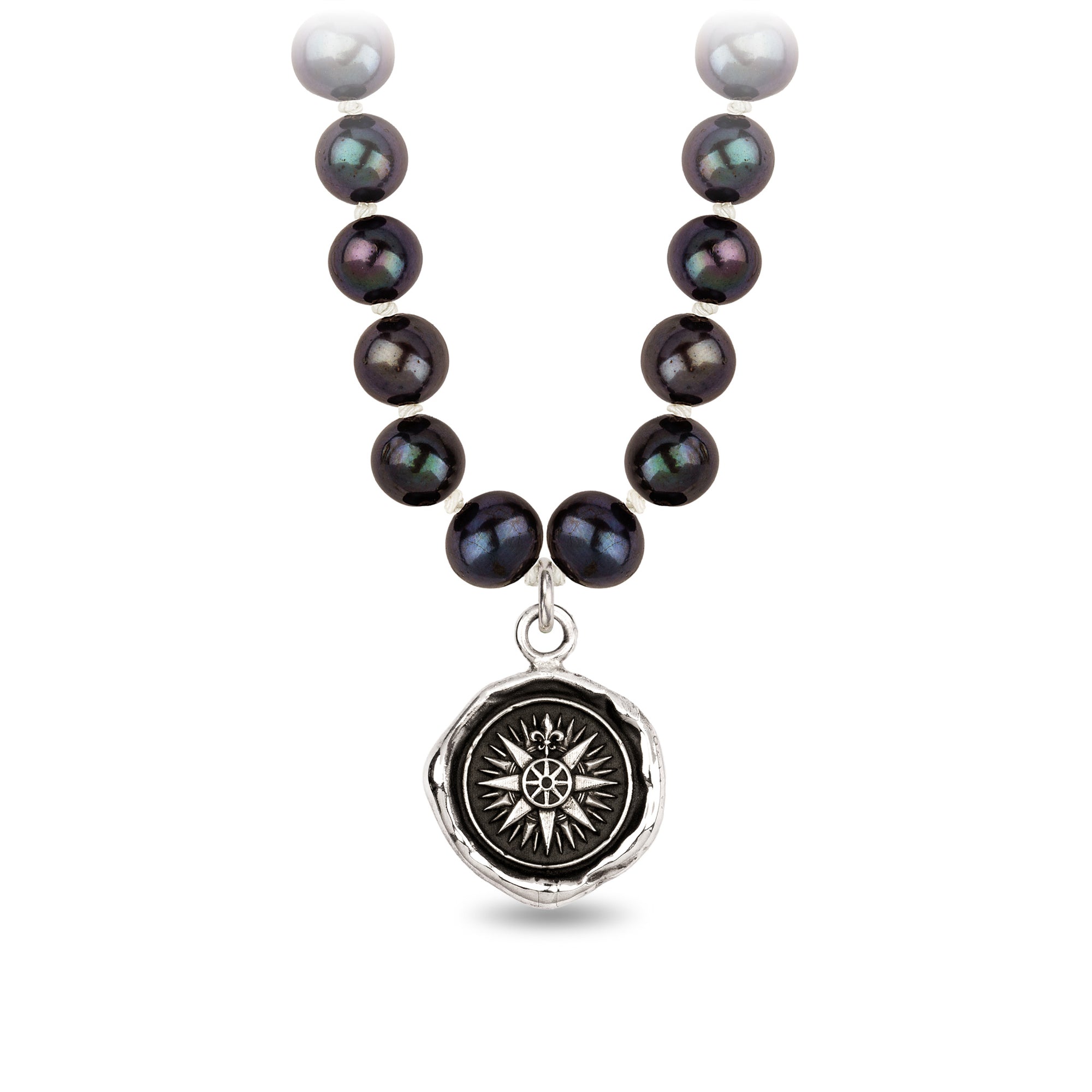Direction Freshwater Pearl Necklace - Peacock Black