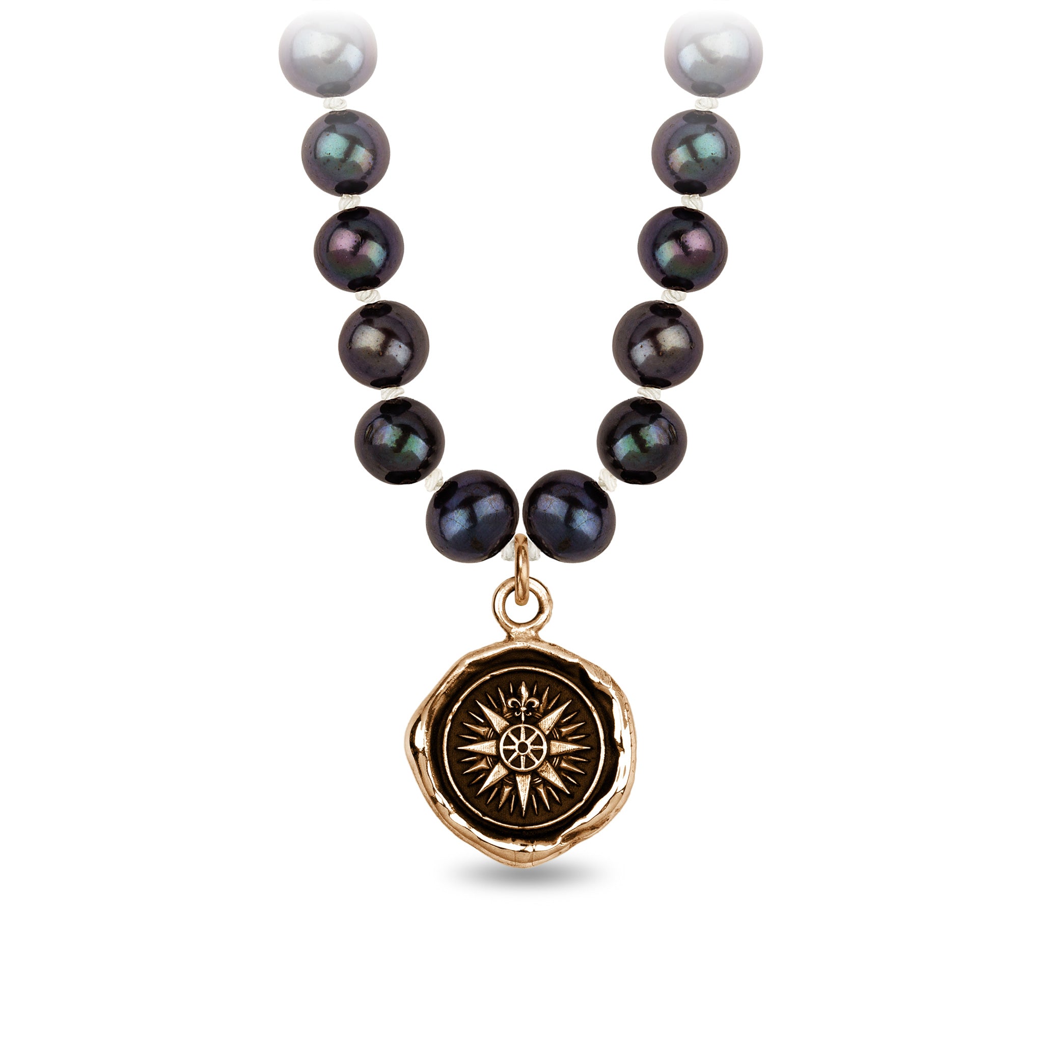 Direction Freshwater Pearl Necklace - Peacock Black