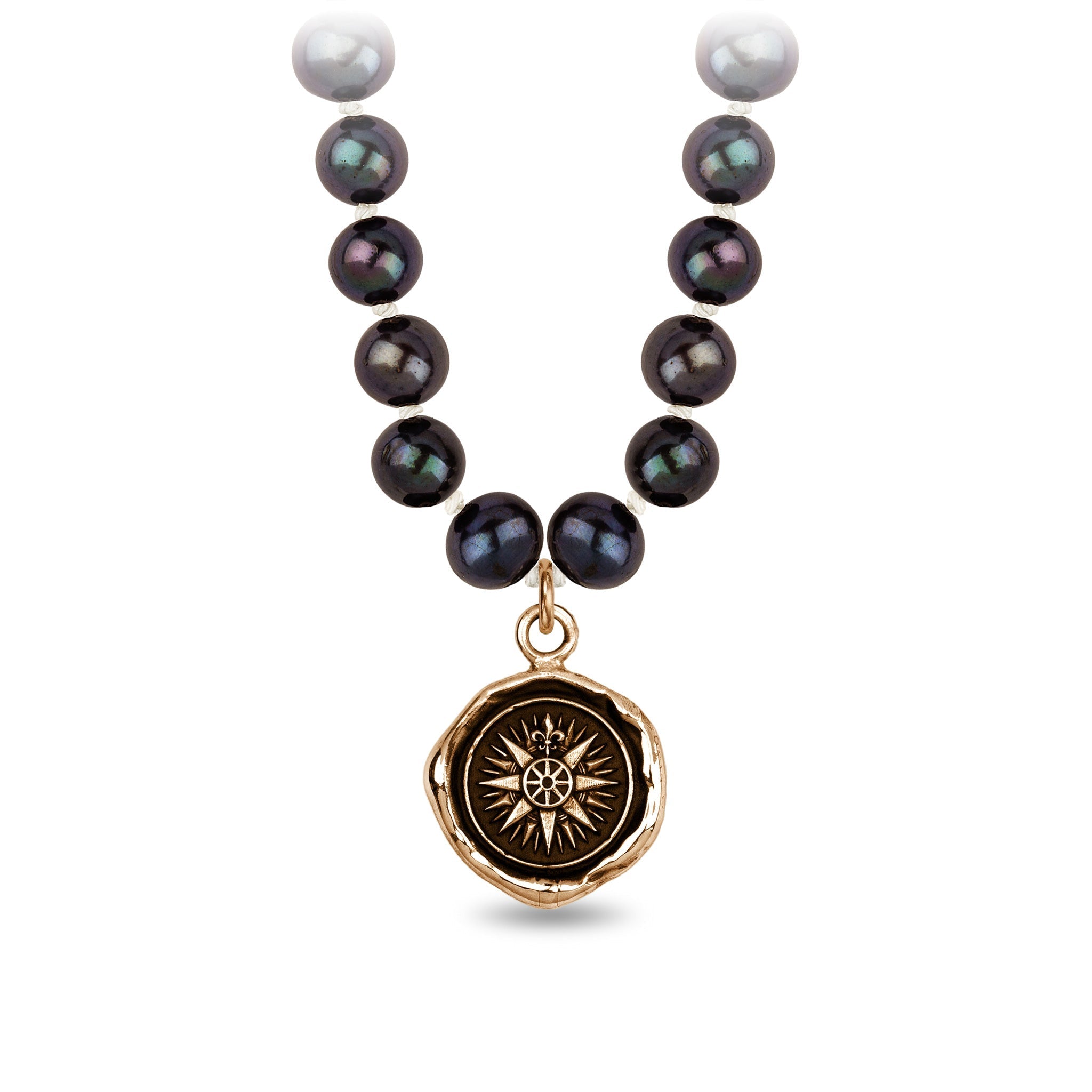Direction Freshwater Pearl Necklace - Peacock Black - Bronze
