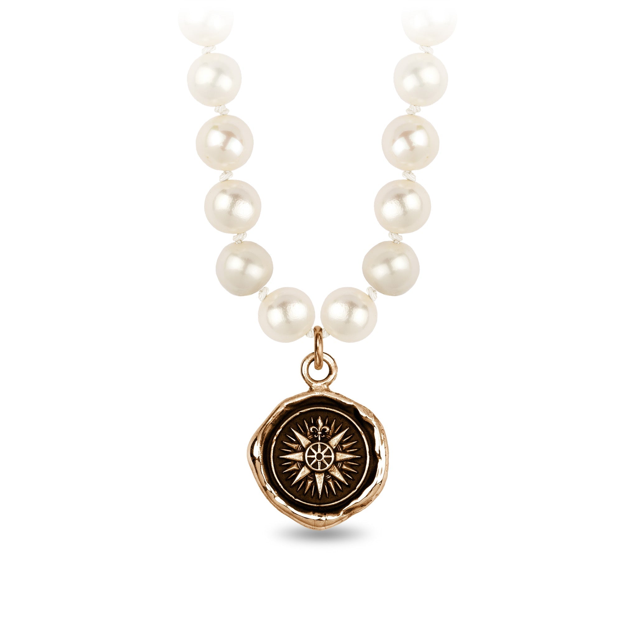 Direction Freshwater Pearl Necklace - Ivory - Bronze