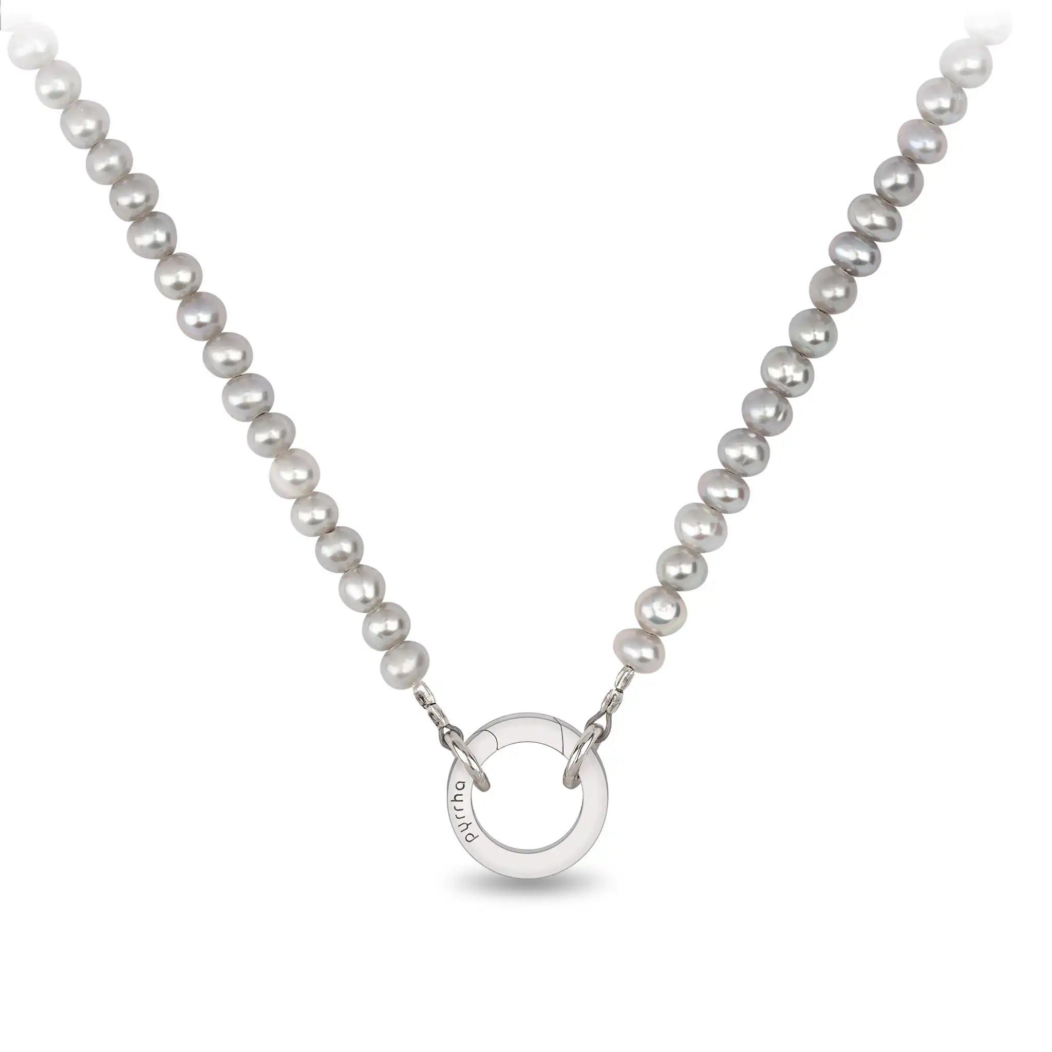 Dove Grey Pearl Faceted Stone Choker with Talisman Clip