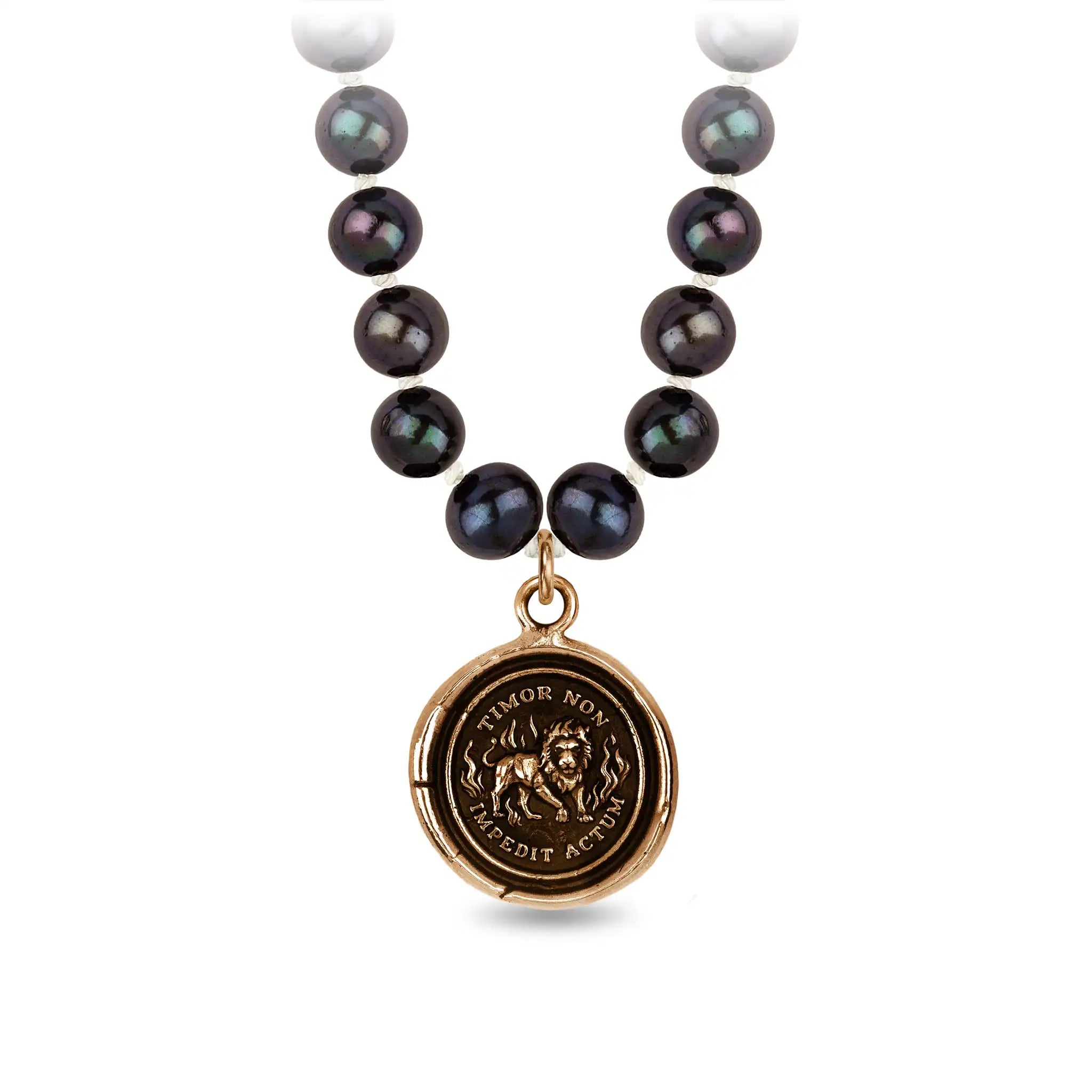 Feel the Fear Freshwater Pearl Necklace - Peacock Black - Bronze