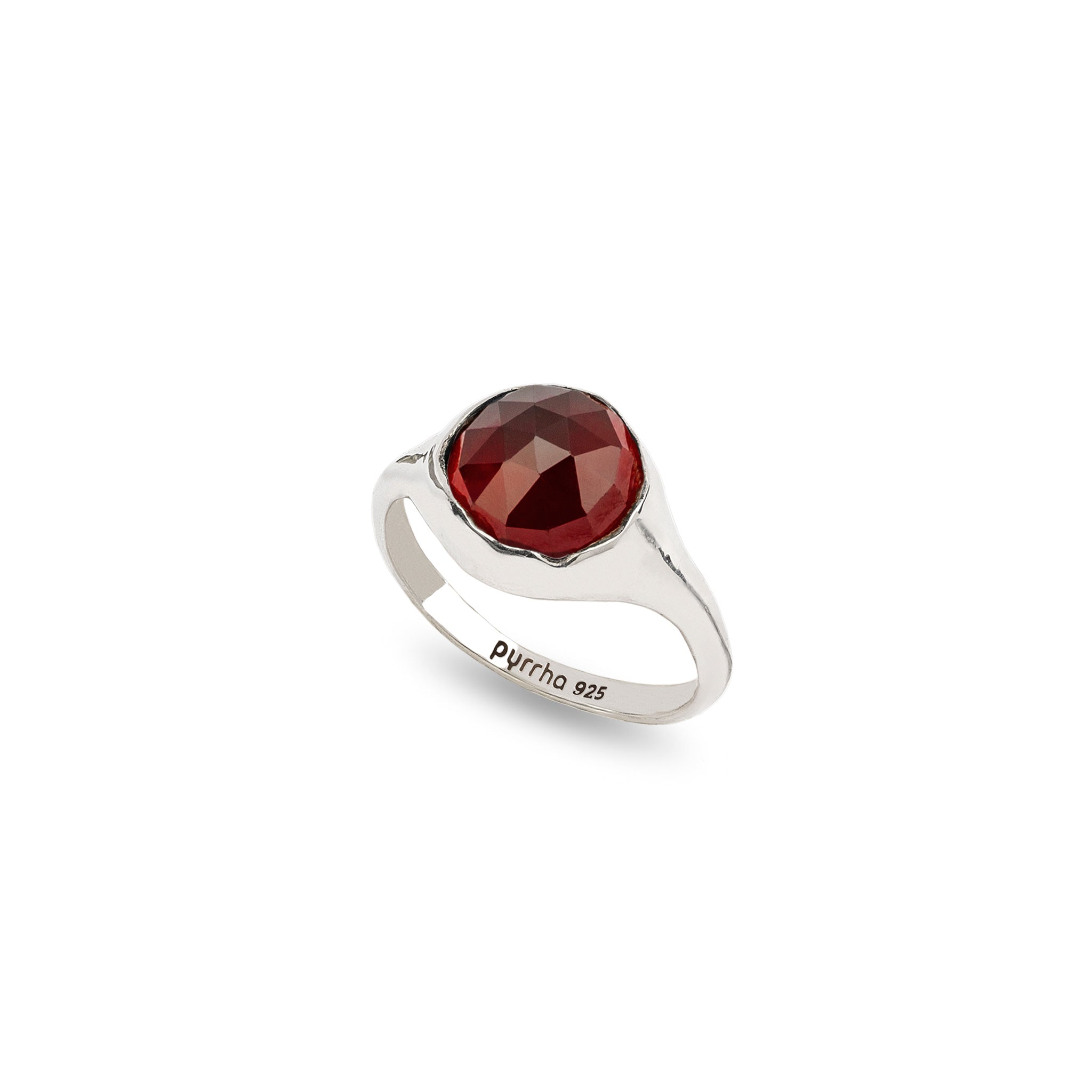 Garnet Large Faceted Stone Set Signet Ring