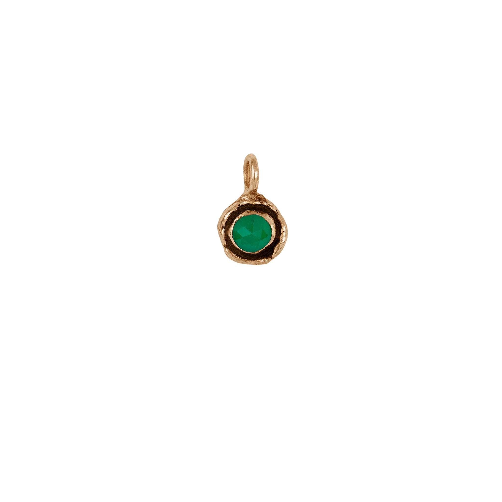 Green Onyx Faceted Stone Talisman Charm - Bronze