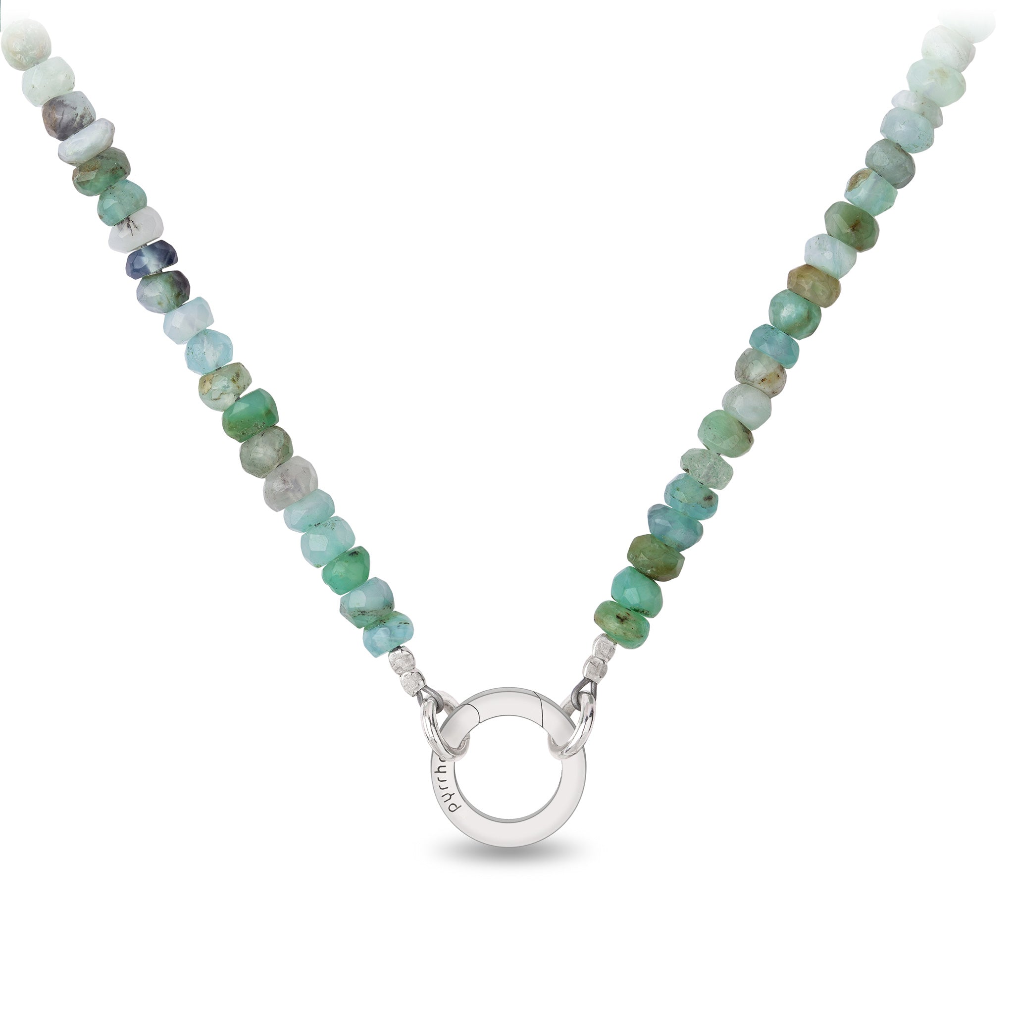 Green Opal Faceted Stone Choker with Talisman Clip