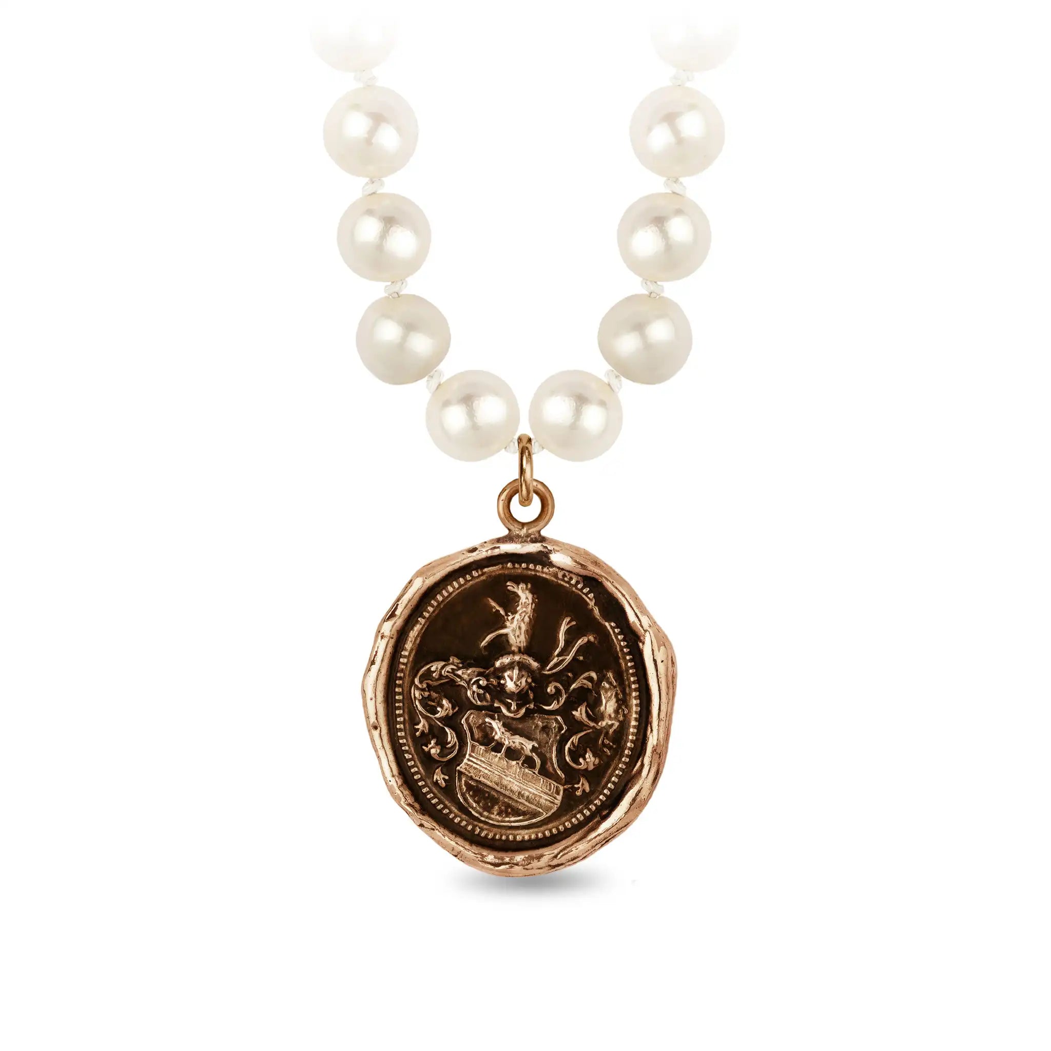 Heart of the Wolf Freshwater Pearl Necklace - Ivory - Bronze