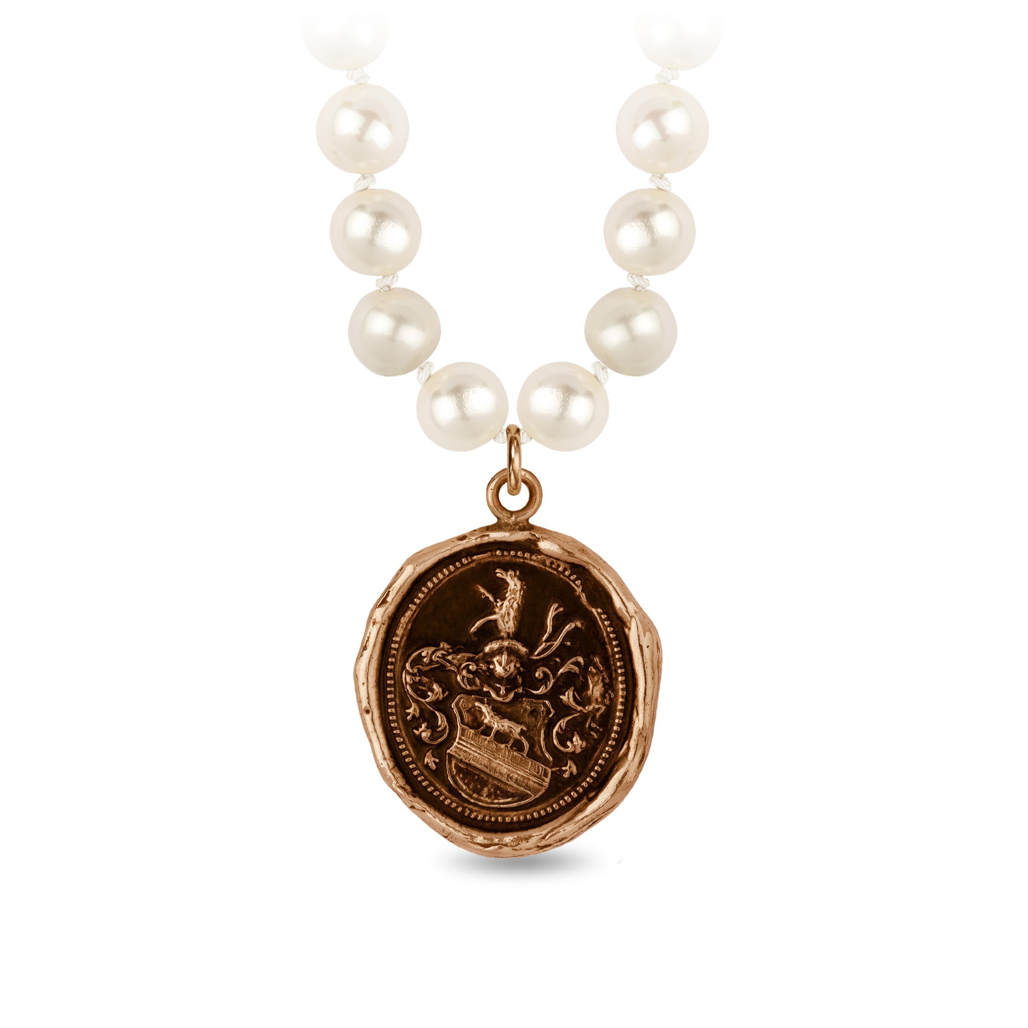 Heart of the Wolf Freshwater Pearl Necklace - Ivory - Bronze