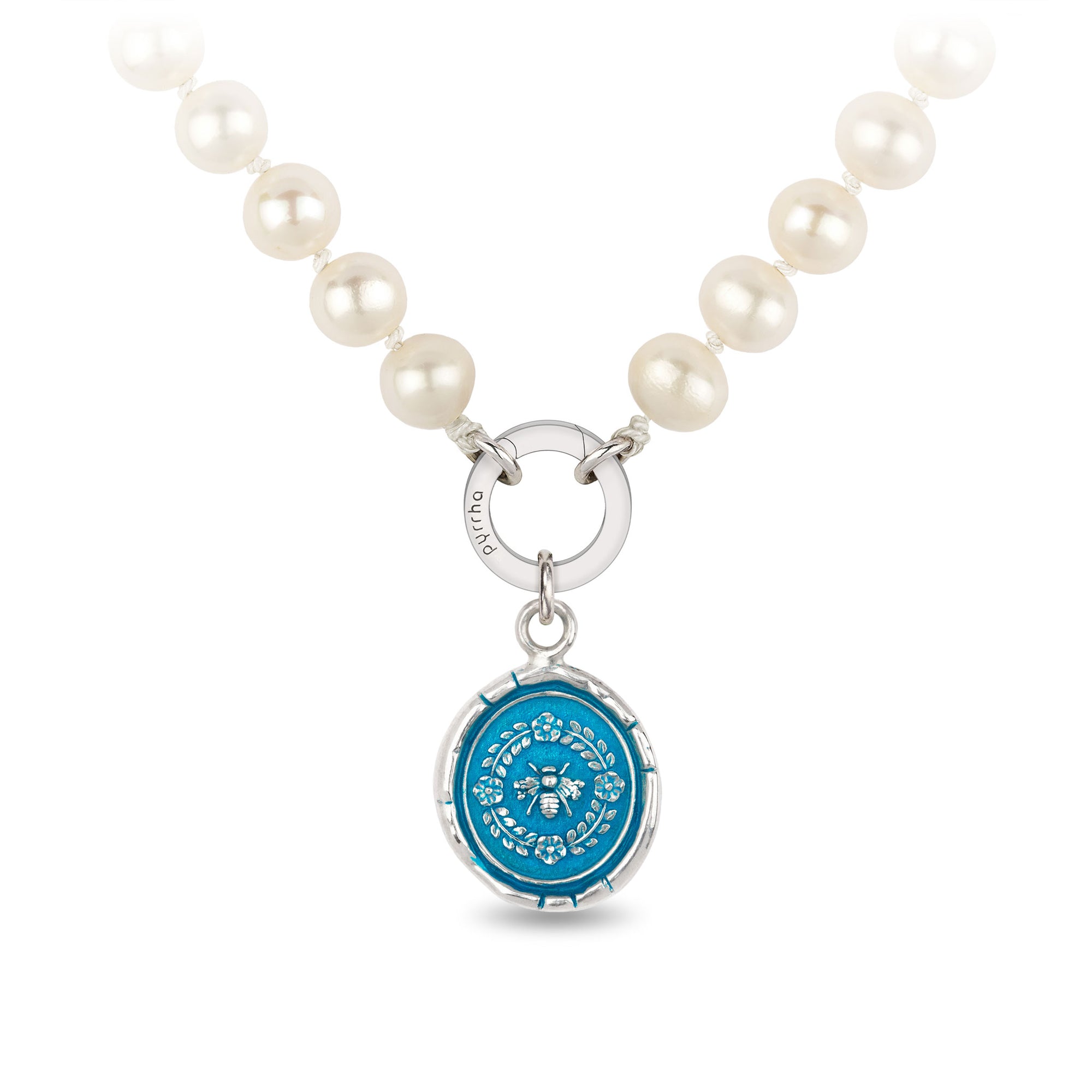 Honeybee Knotted Freshwater Pearl Necklace - Capri Blue