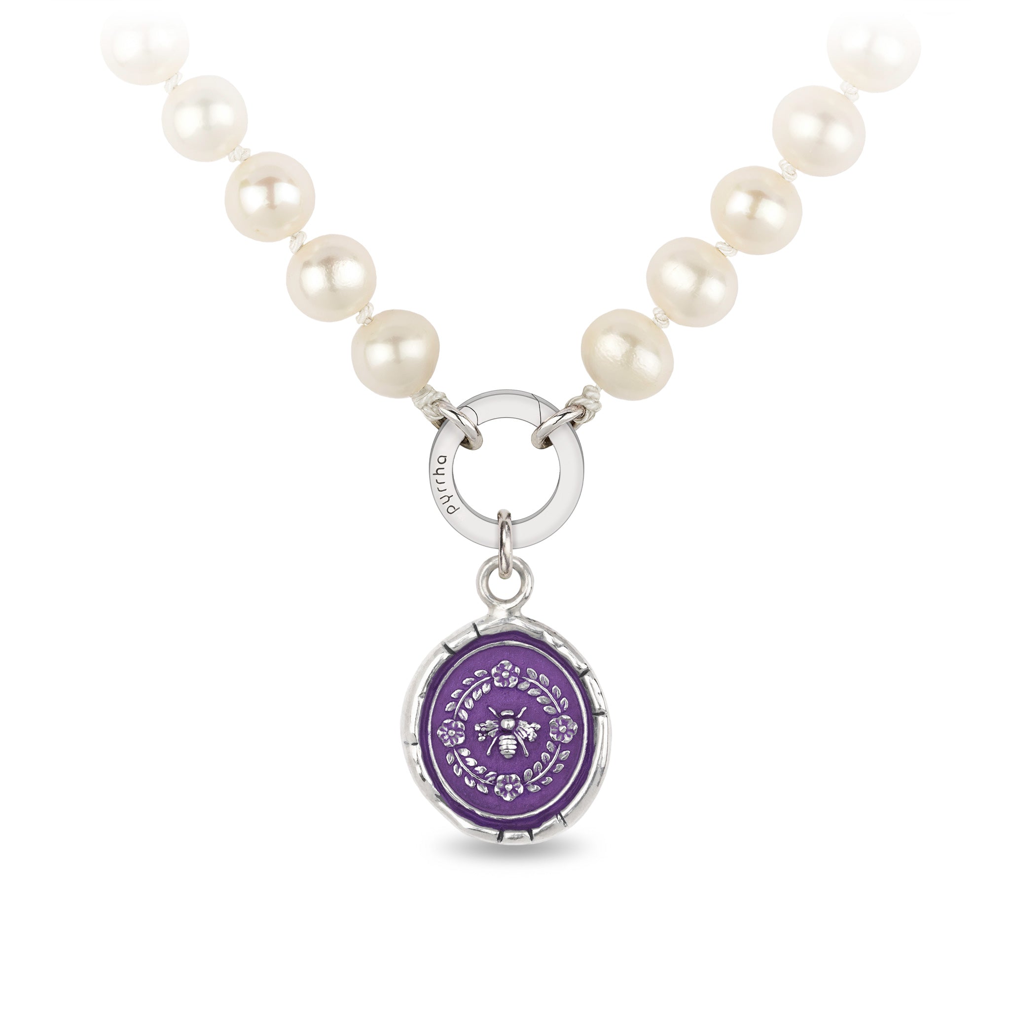 Honeybee Knotted Freshwater Pearl Necklace - Mystic Violet