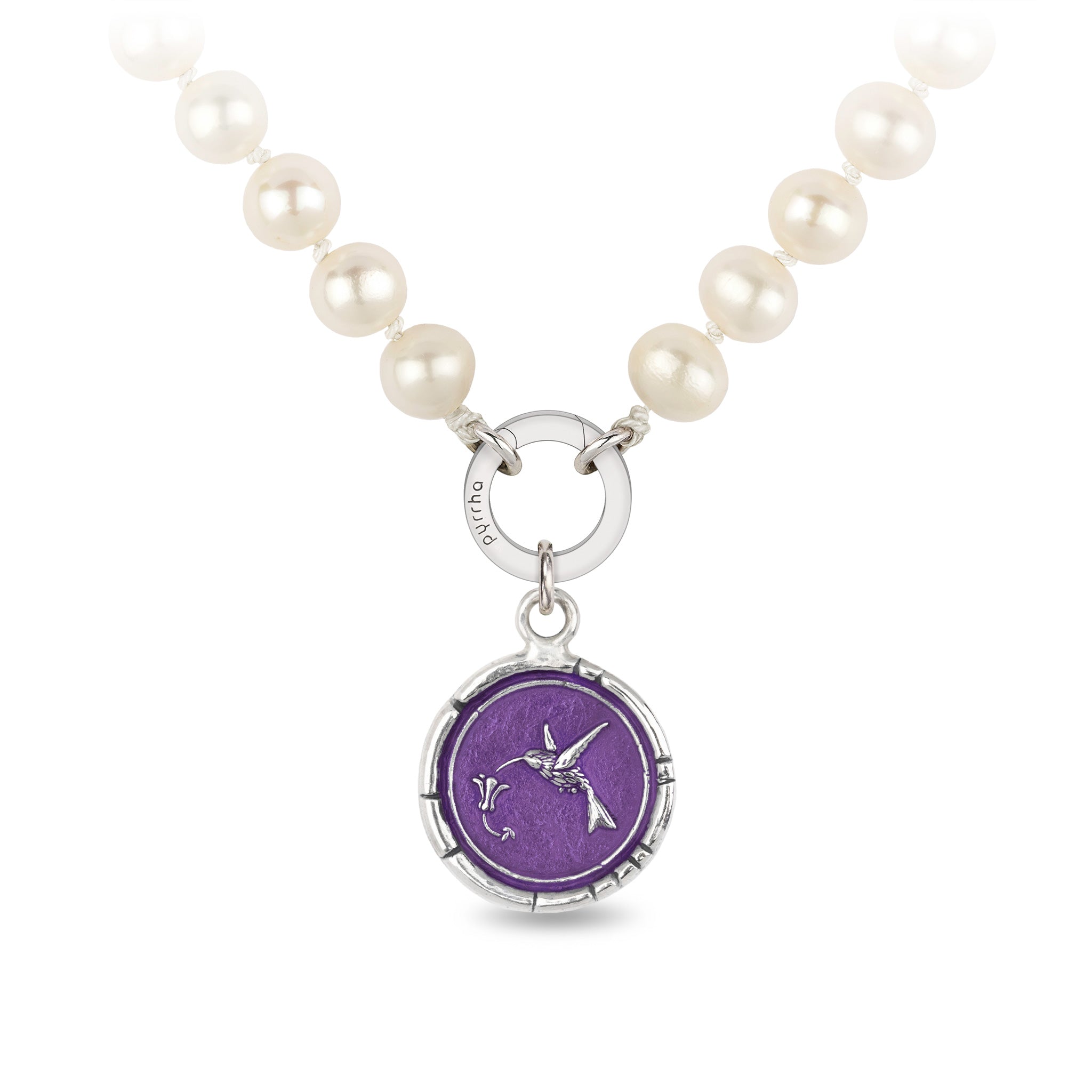 Hummingbird Knotted Freshwater Pearl Necklace - Mystic Violet