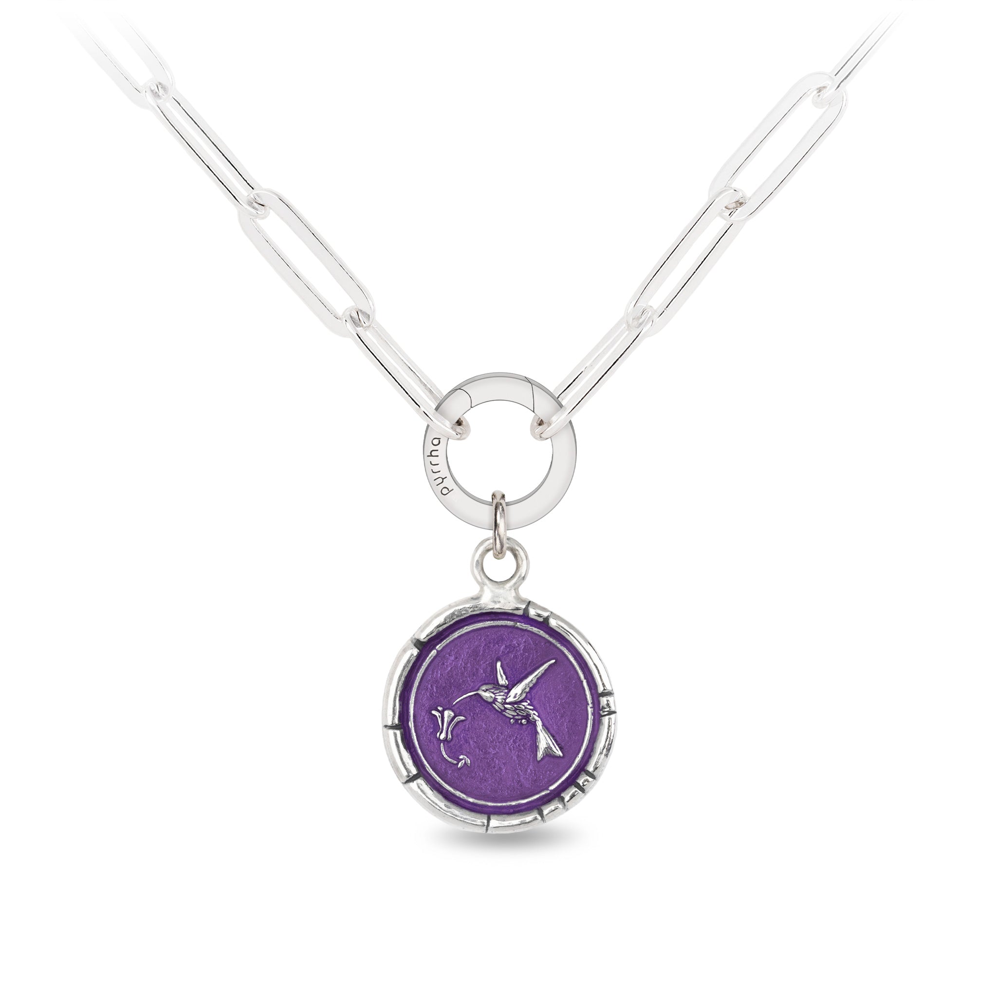 Hummingbird Large Paperclip Chain Necklace - Mystic Violet