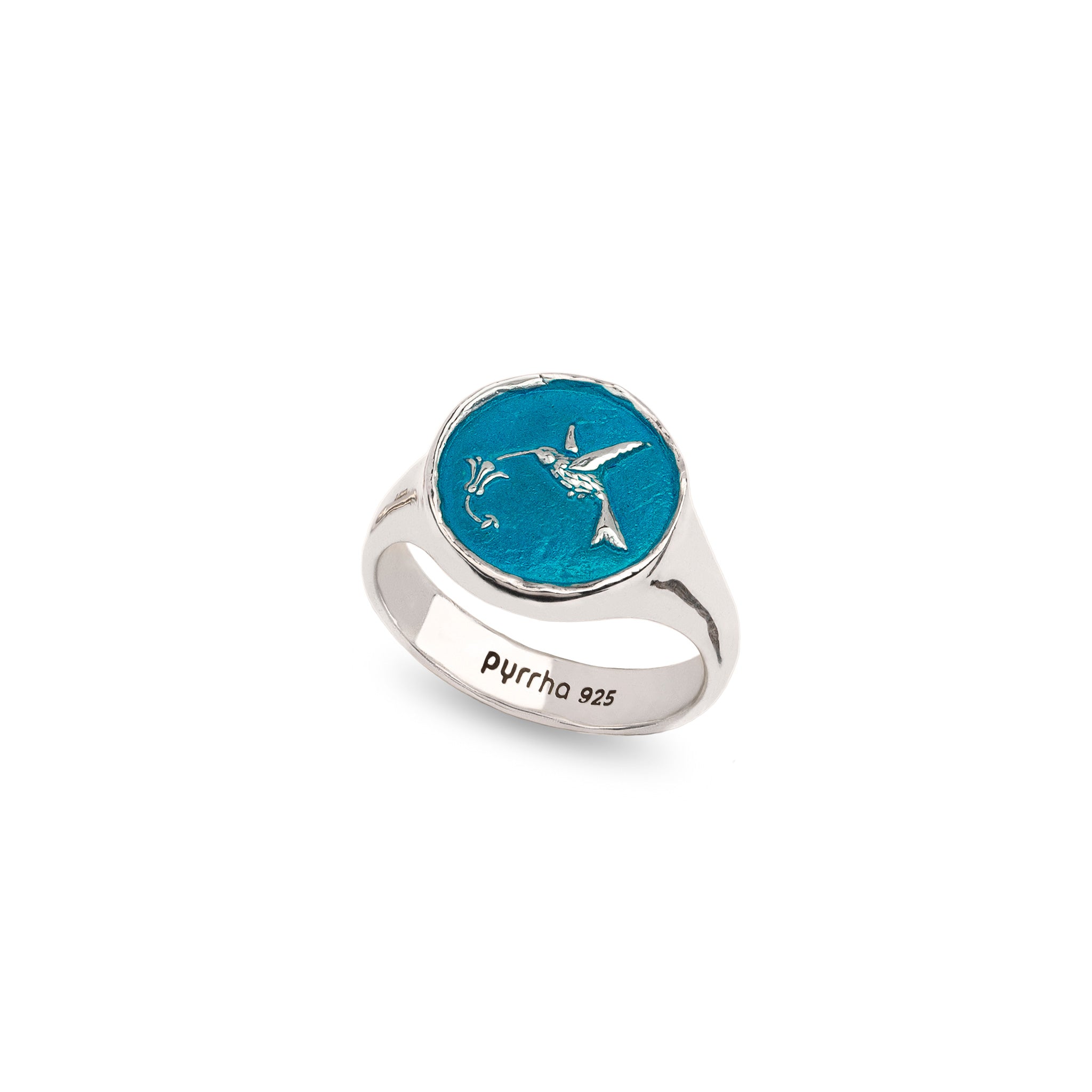 Hummingbird Signet Ring - Capri Blue