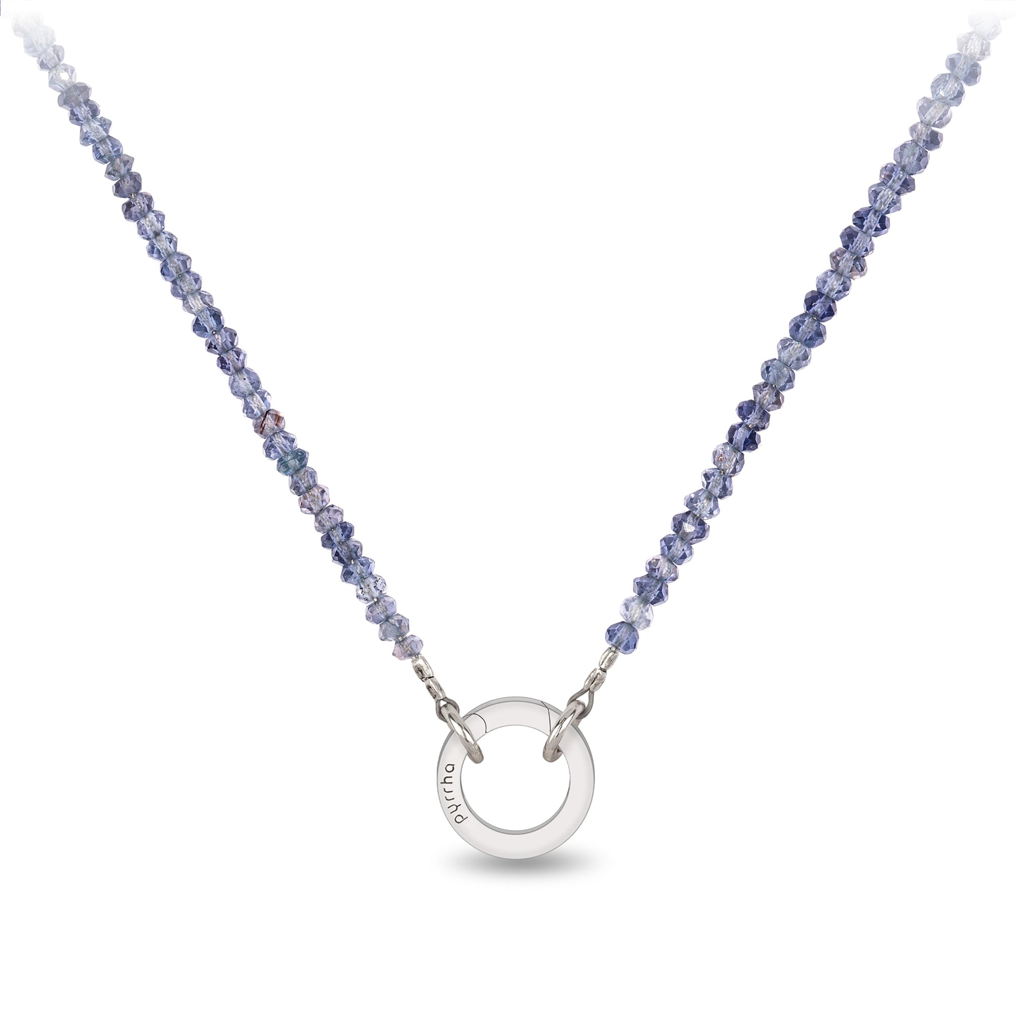 Iolite Faceted Stone Choker with Talisman Clip