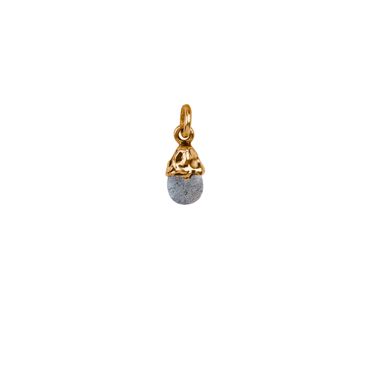 A bronze attraction charm capped with a Labradorite stone.