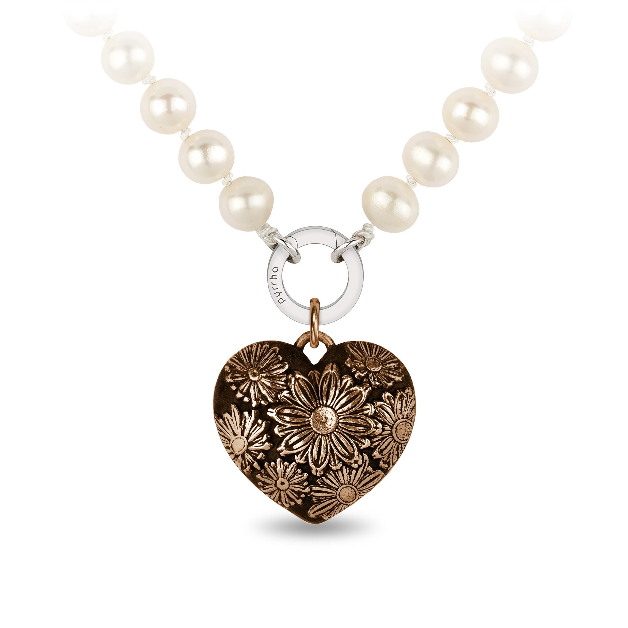 Daisy Large Puffed Heart Knotted Freshwater Pearl Necklace