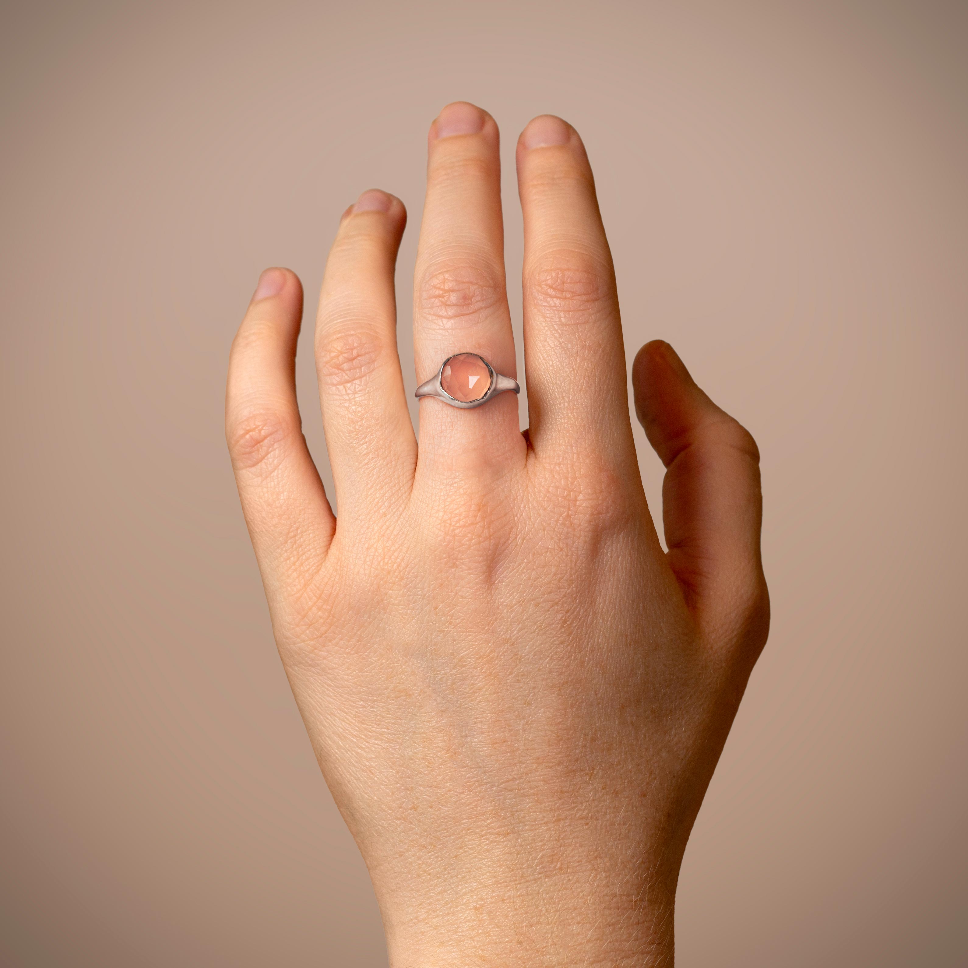 Clear Quartz Large Faceted Stone Set Signet Ring