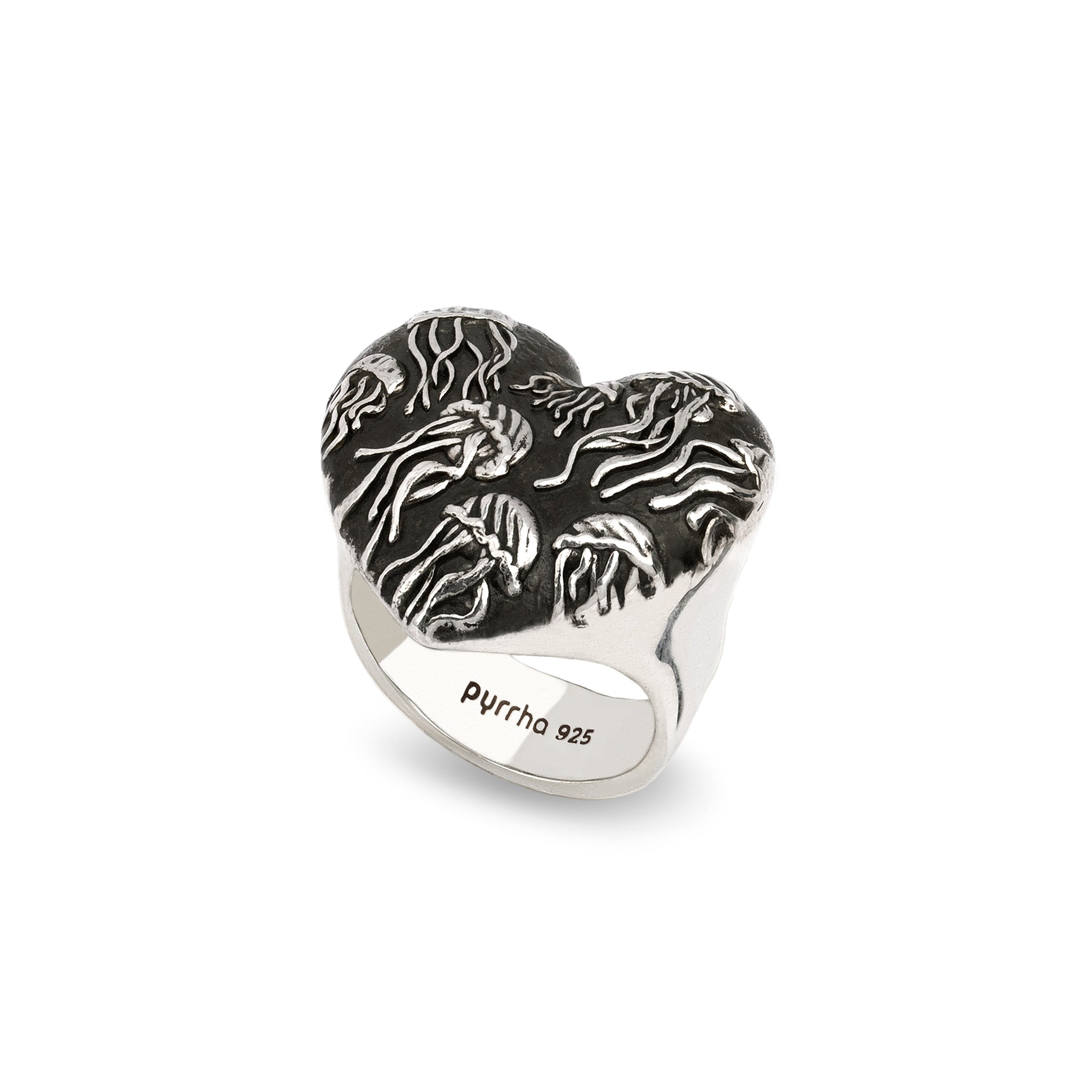 Jellyfish Large Puffed Heart Signet Ring