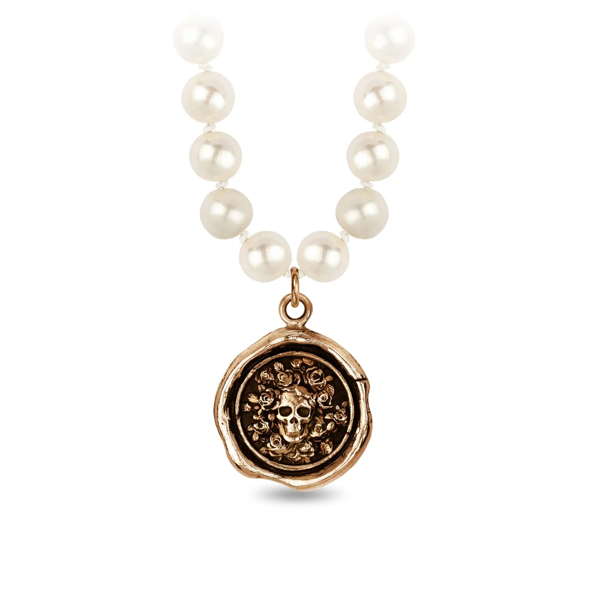 Live Every Moment Freshwater Pearl Necklace - Ivory - Bronze