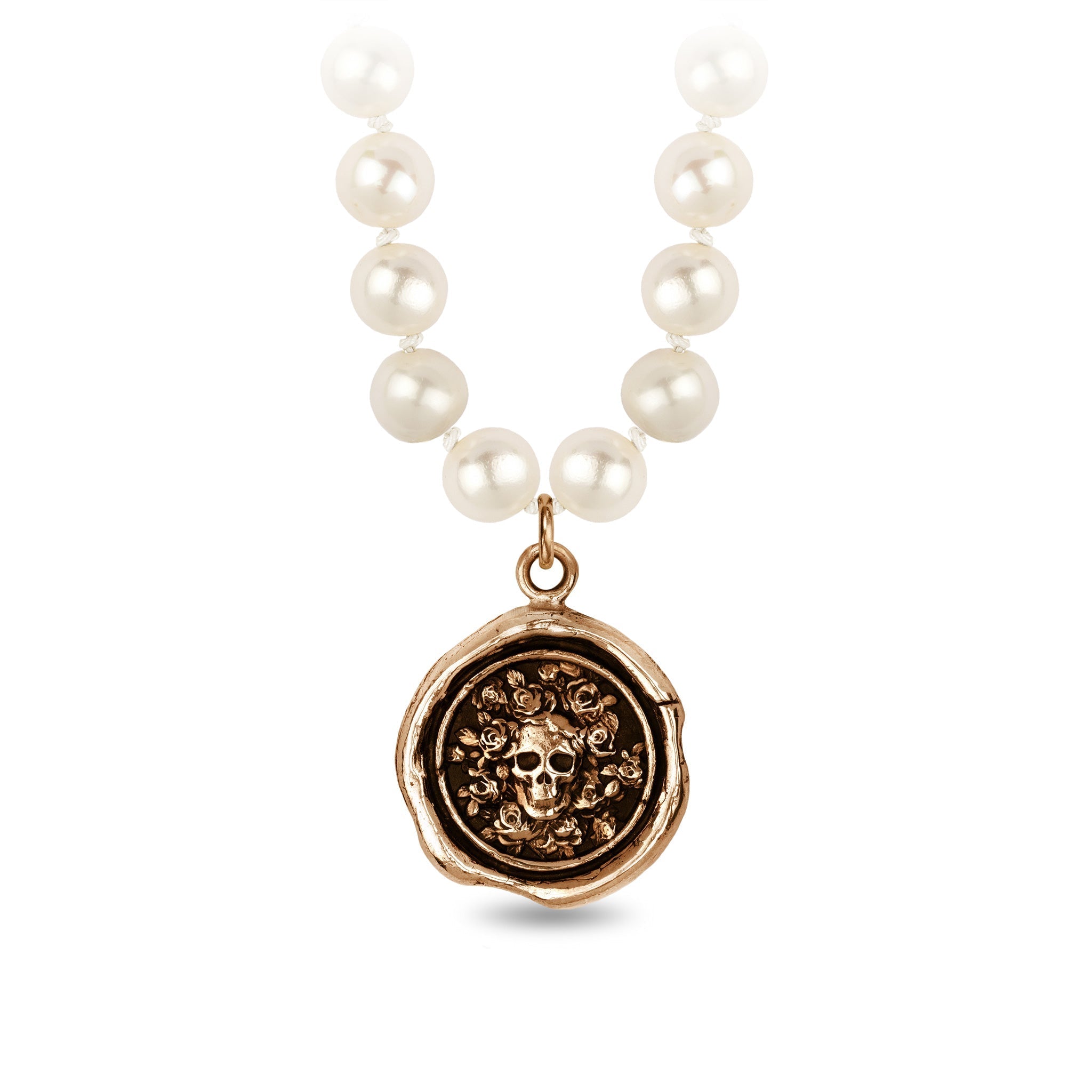 Live Every Moment Freshwater Pearl Necklace - Ivory - Bronze