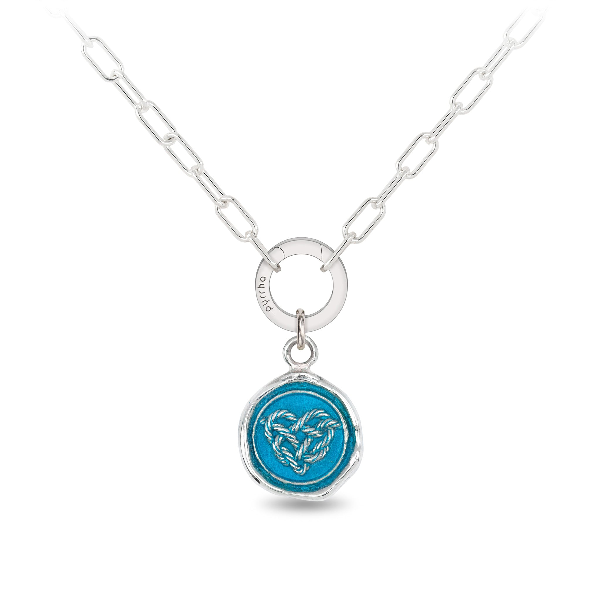 Love Knot Small Paperclip Chain Necklace - Capri Blue