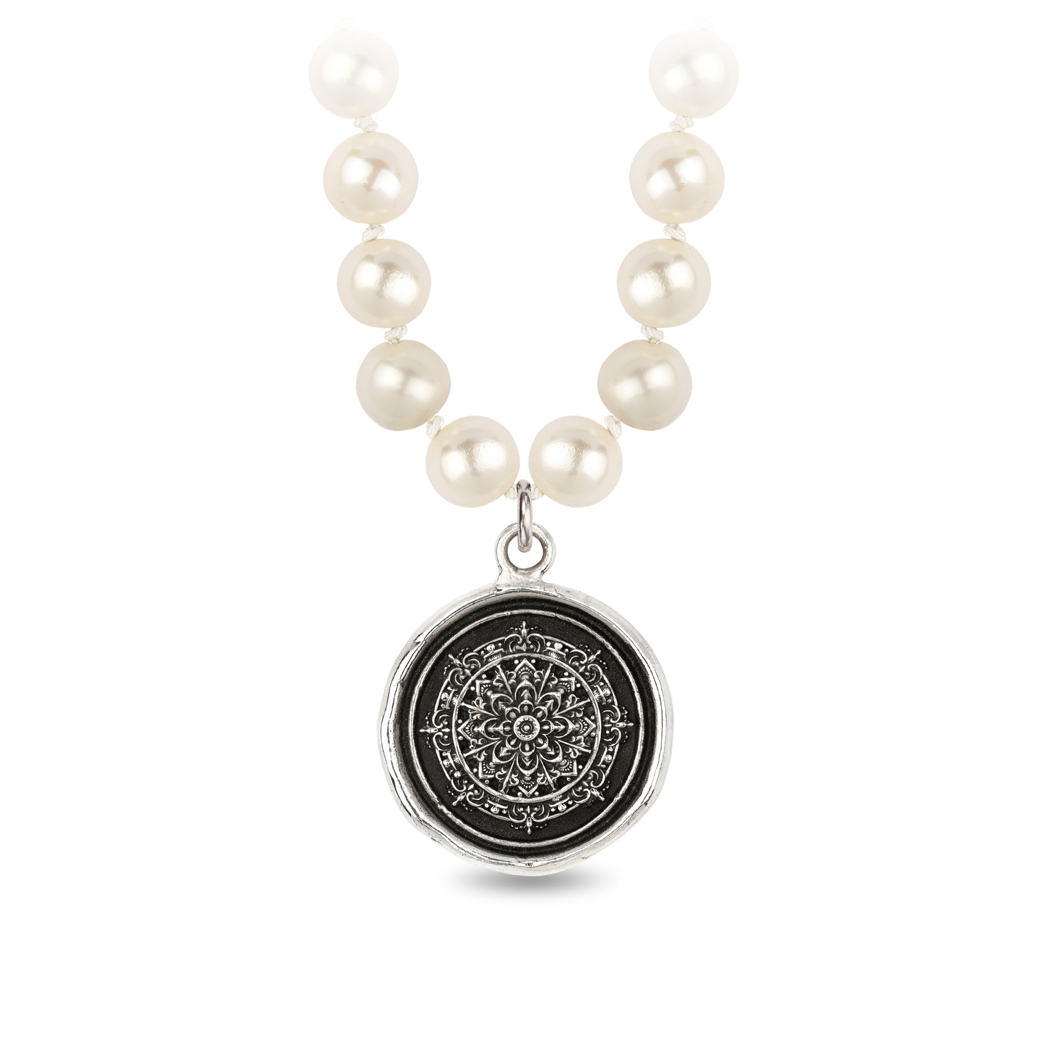 Mandala Freshwater Pearl Necklace - Ivory